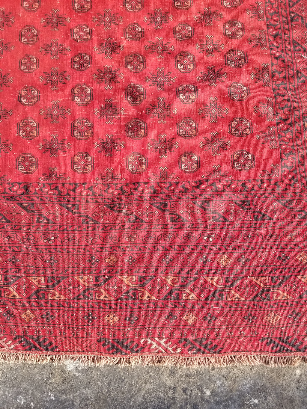 Antique Traditional Handmade Turkoman Ersari Wool Multicolor Rug 284x203cm