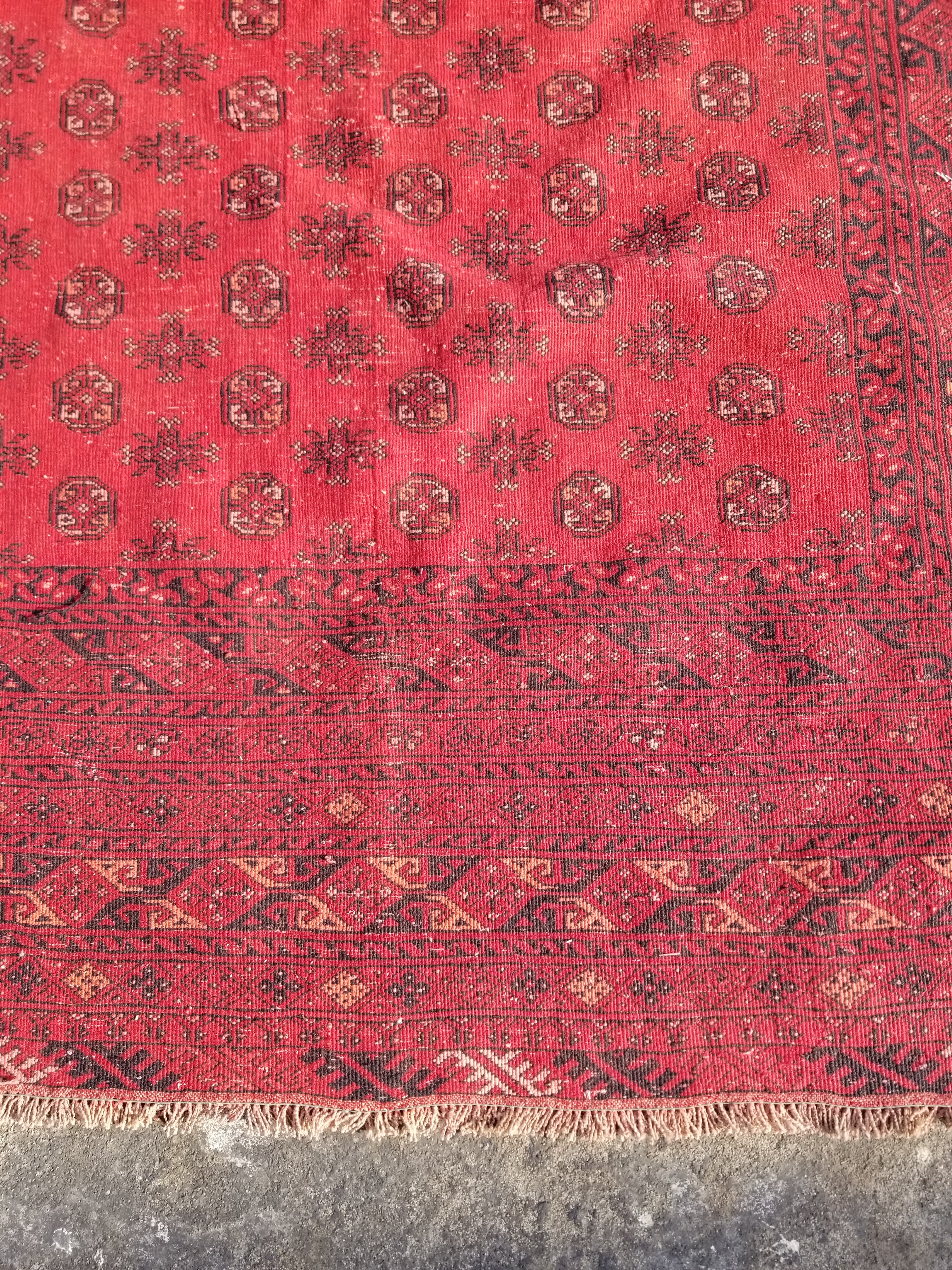 Antique Traditional Handmade Turkoman Ersari Wool Multicolor Rug 284x203cm