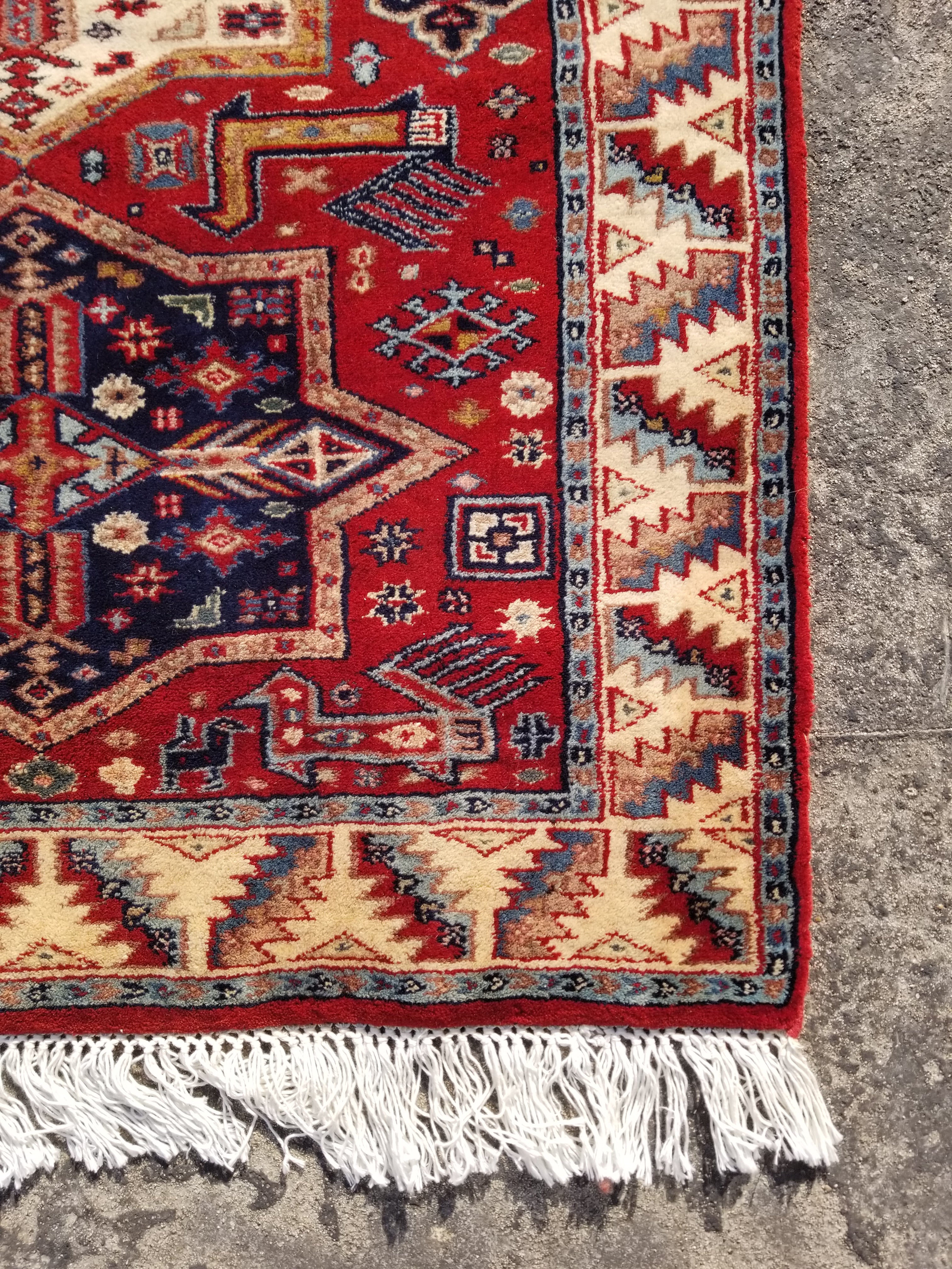 Vintage Traditional Handmade Kazak Style Wool Multicolor Runner Rug 347x81cm