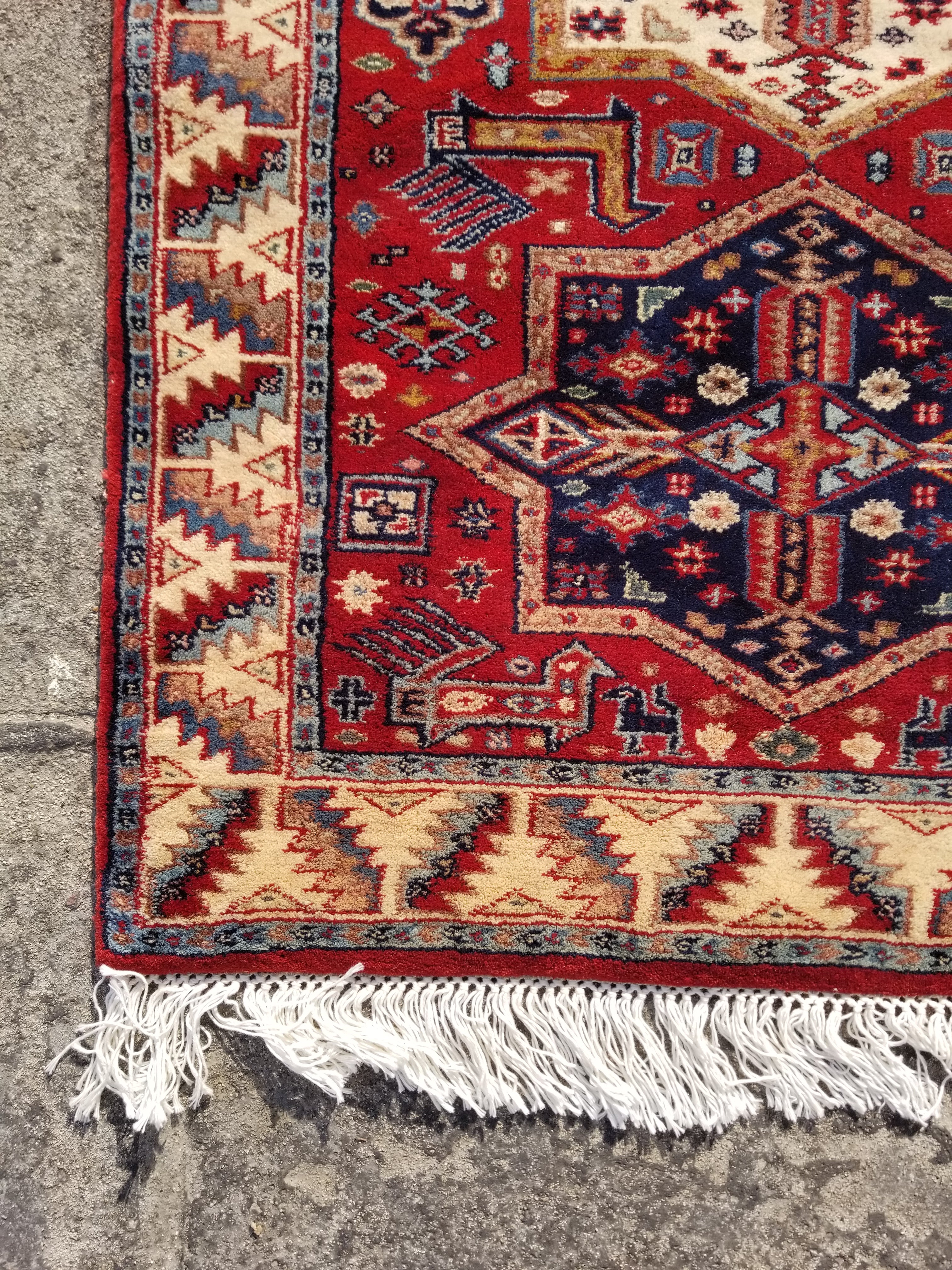 Vintage Traditional Handmade Kazak Style Wool Multicolor Runner Rug 347x81cm