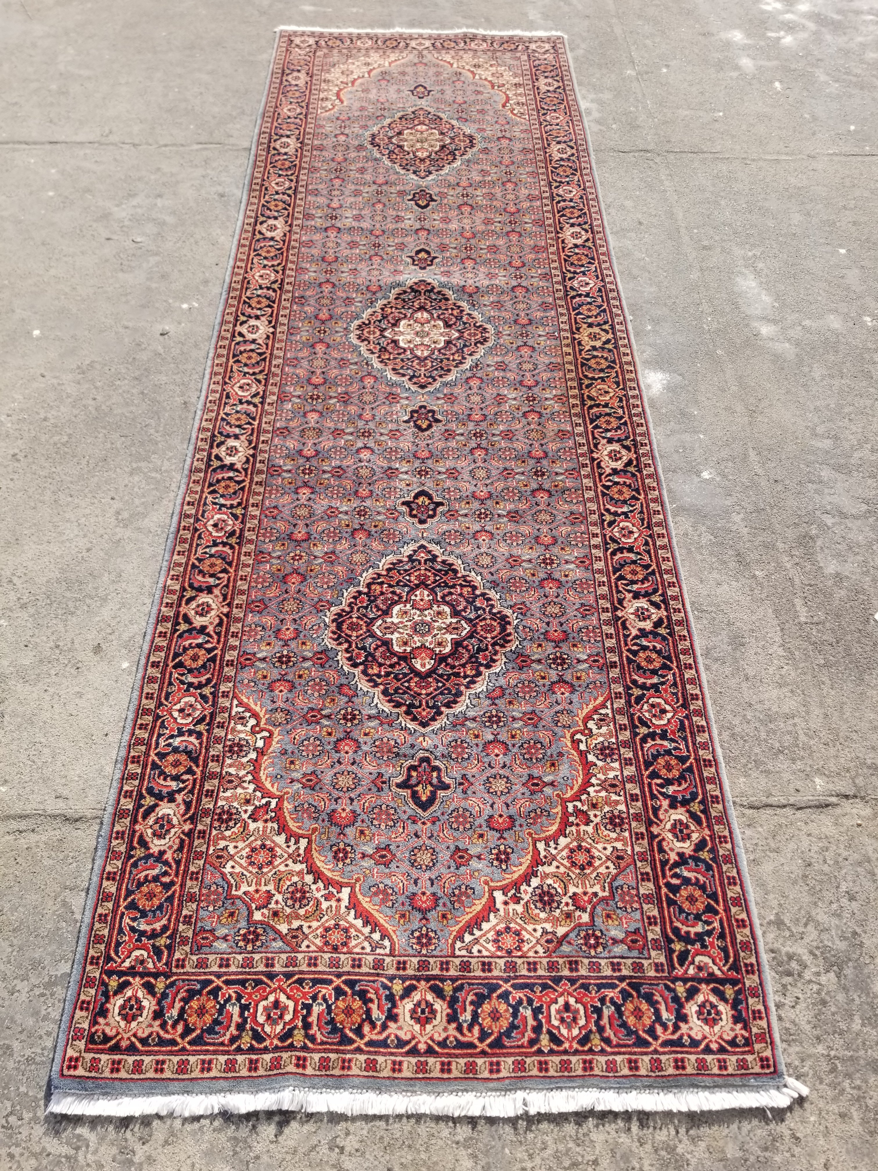 Vintage Traditional Handmade Birjand Style Wool Multicolor Runner Rug 335x104cm