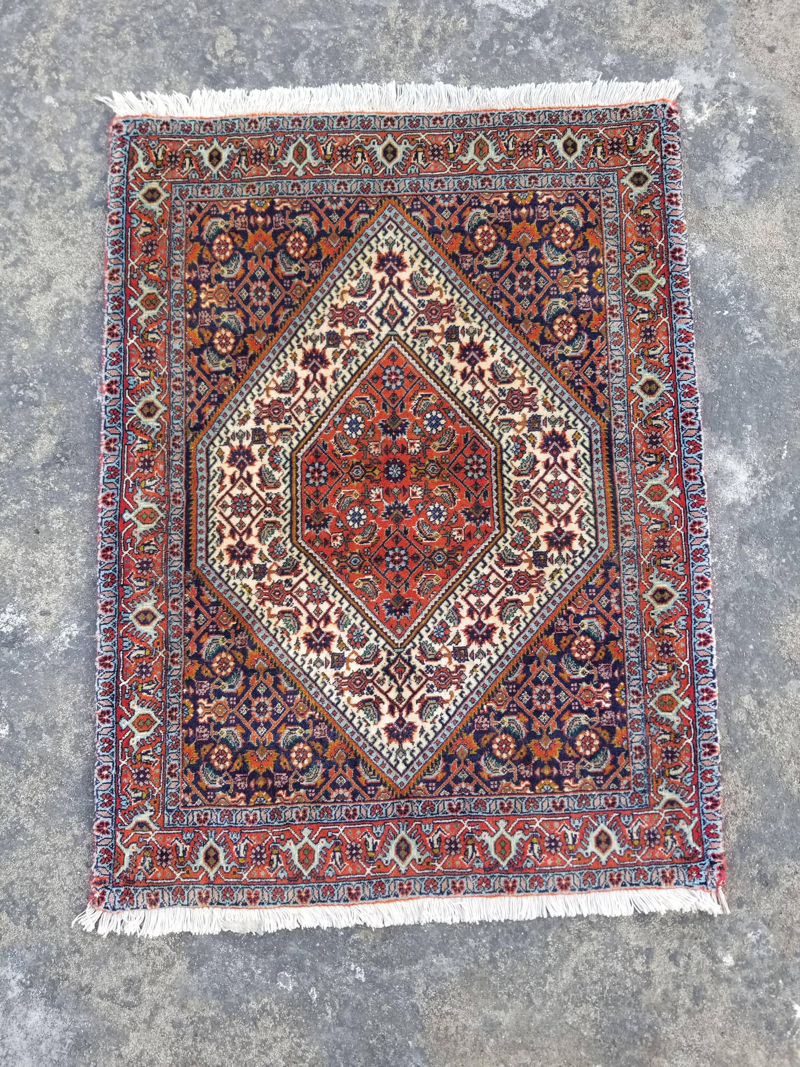 Vintage Traditional Handmade Bidjar Wool Multicolor Area Rug 99x73cm