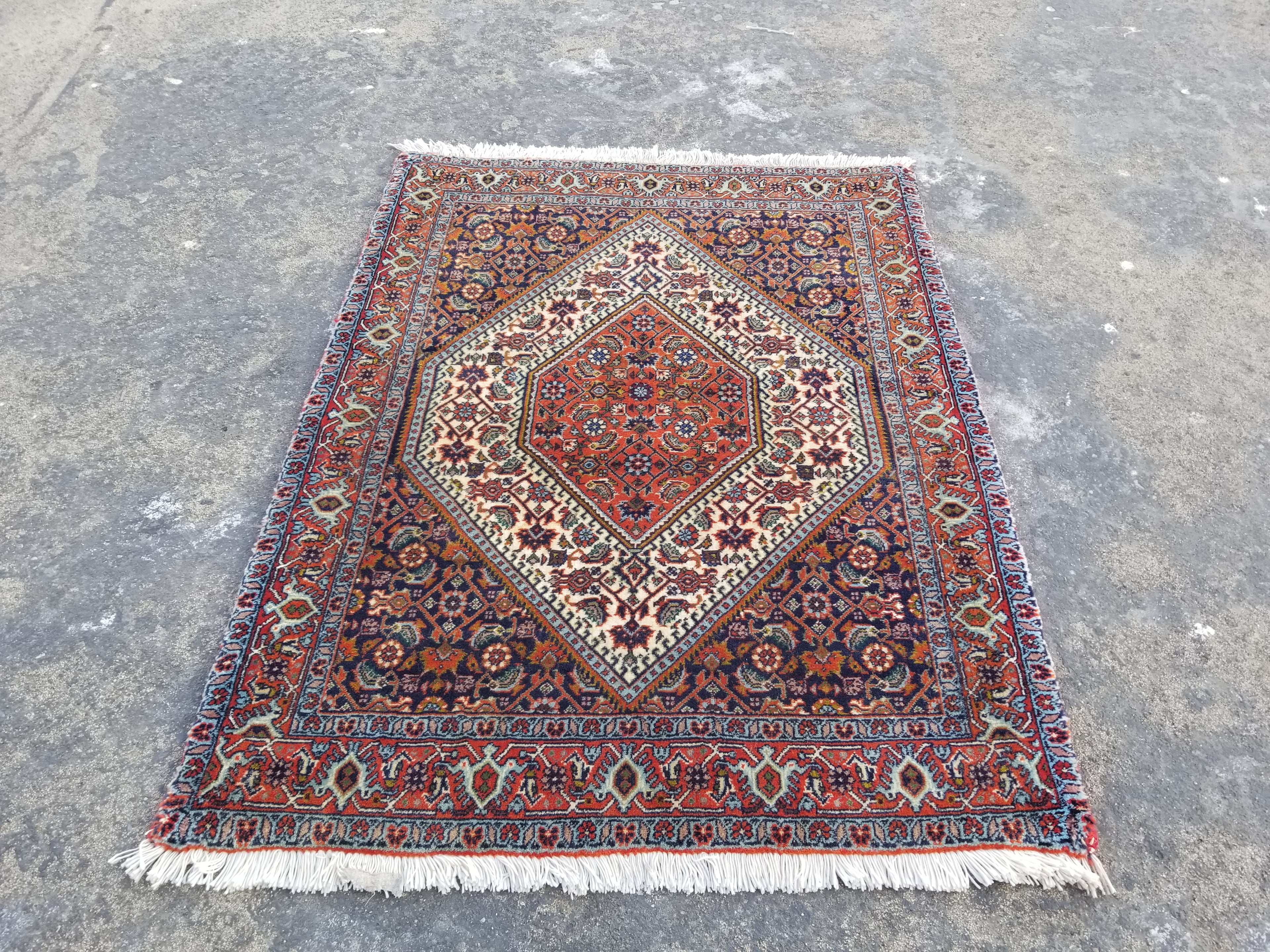 Vintage Traditional Handmade Bidjar Wool Multicolor Area Rug 99x73cm