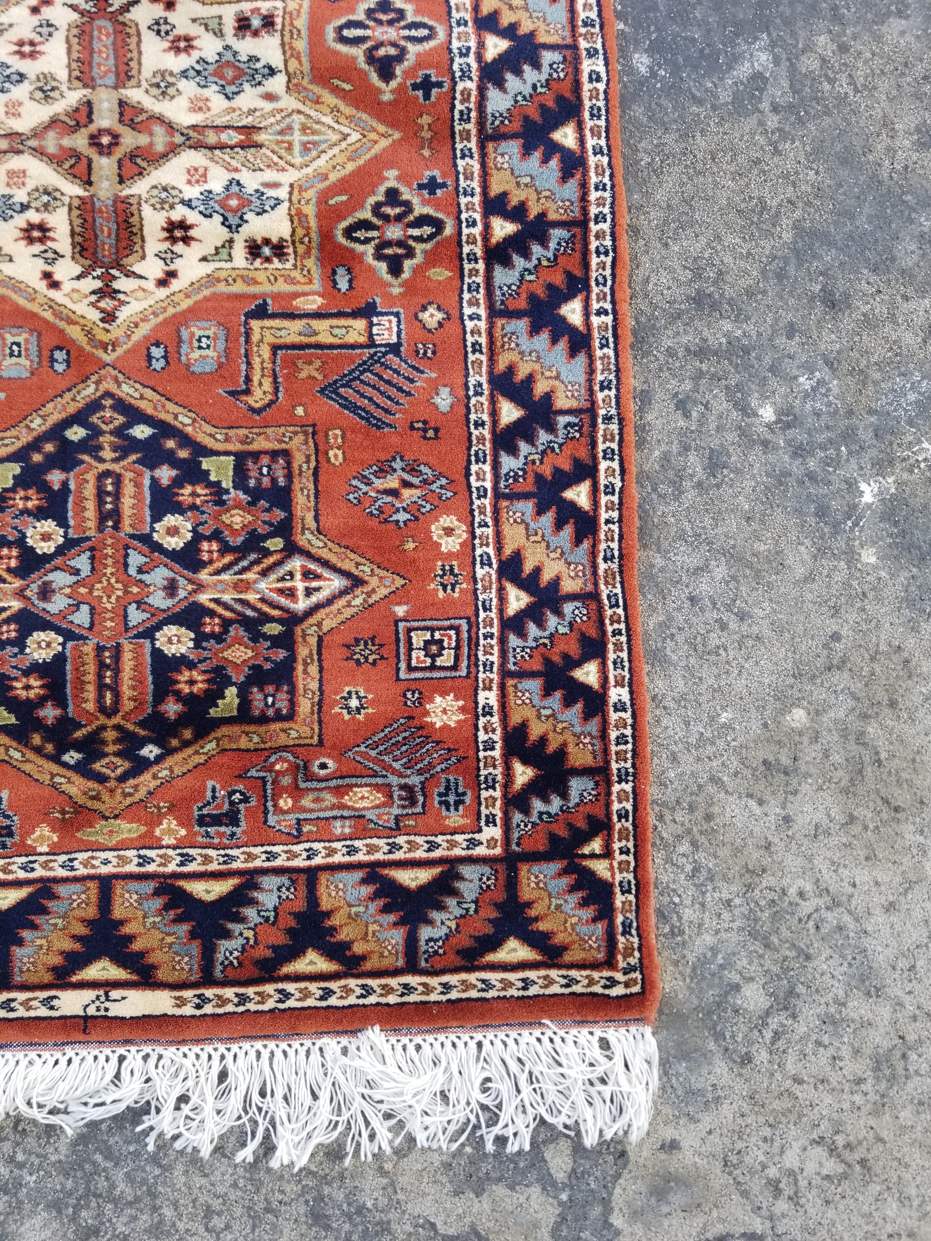 Vintage Traditional Handmade Kazak Style Wool Multicolor Runner Rug 358x78cm