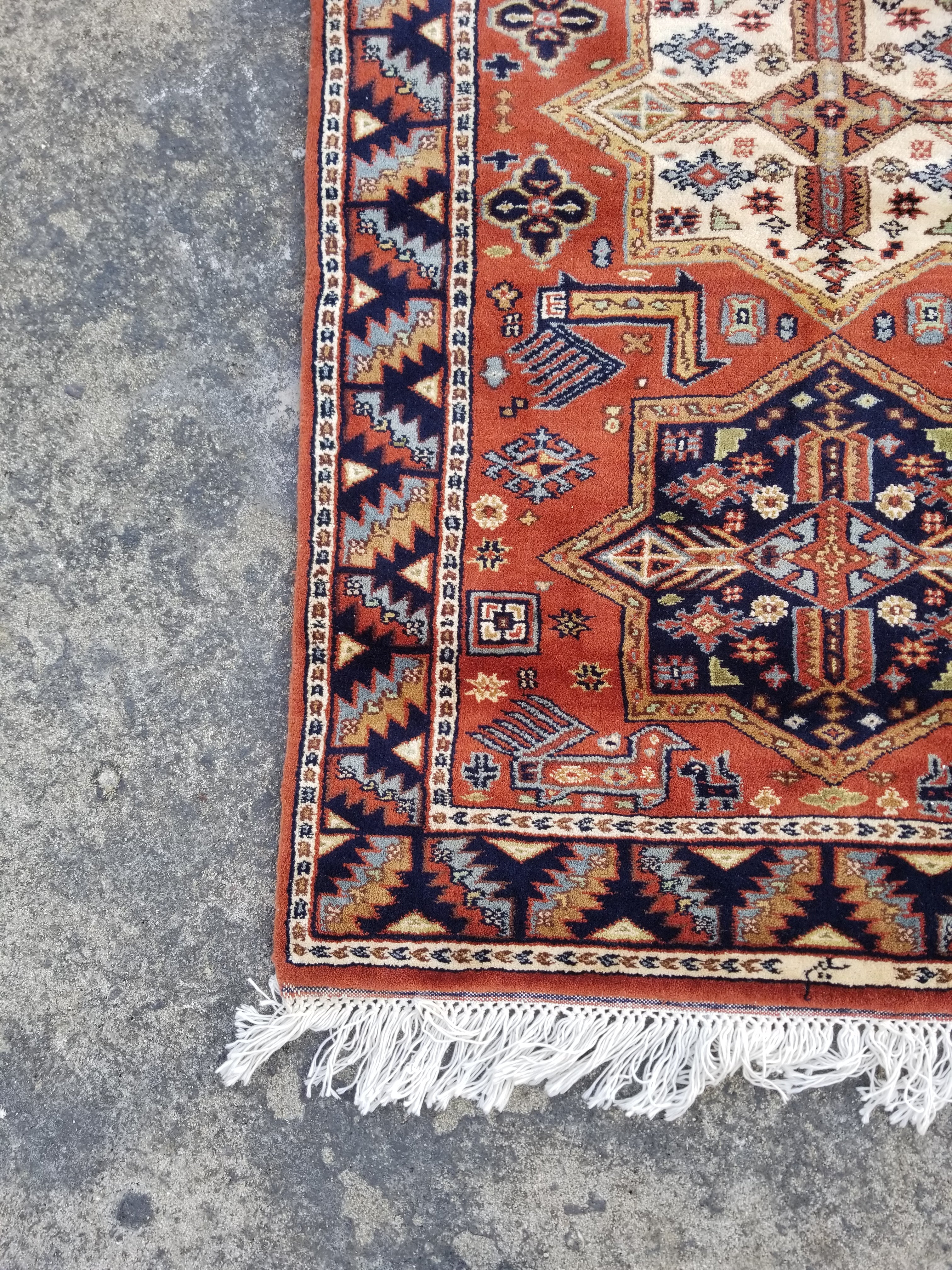 Vintage Traditional Handmade Kazak Style Wool Multicolor Runner Rug 358x78cm