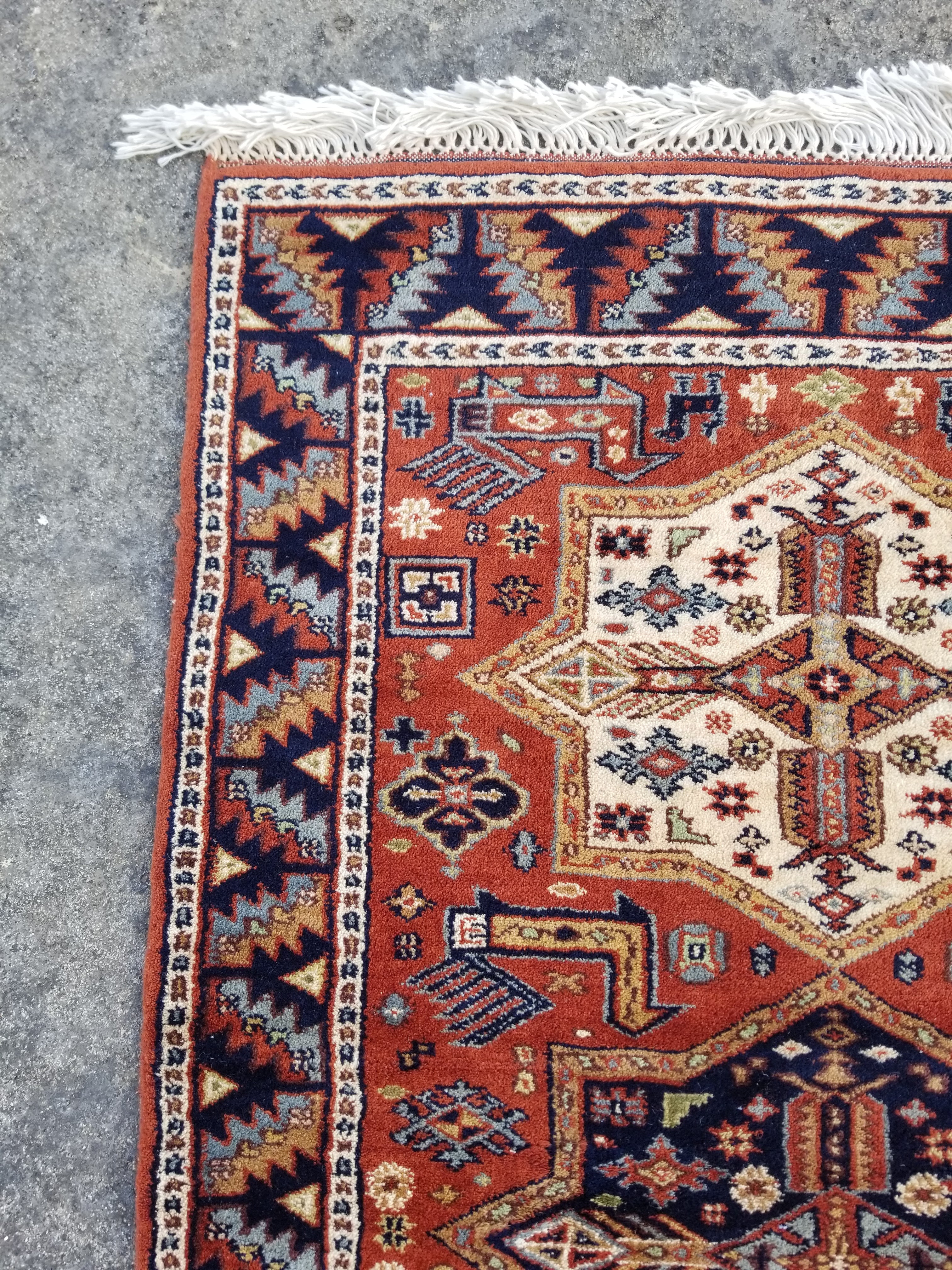 Vintage Traditional Handmade Kazak Style Wool Multicolor Runner Rug 358x78cm