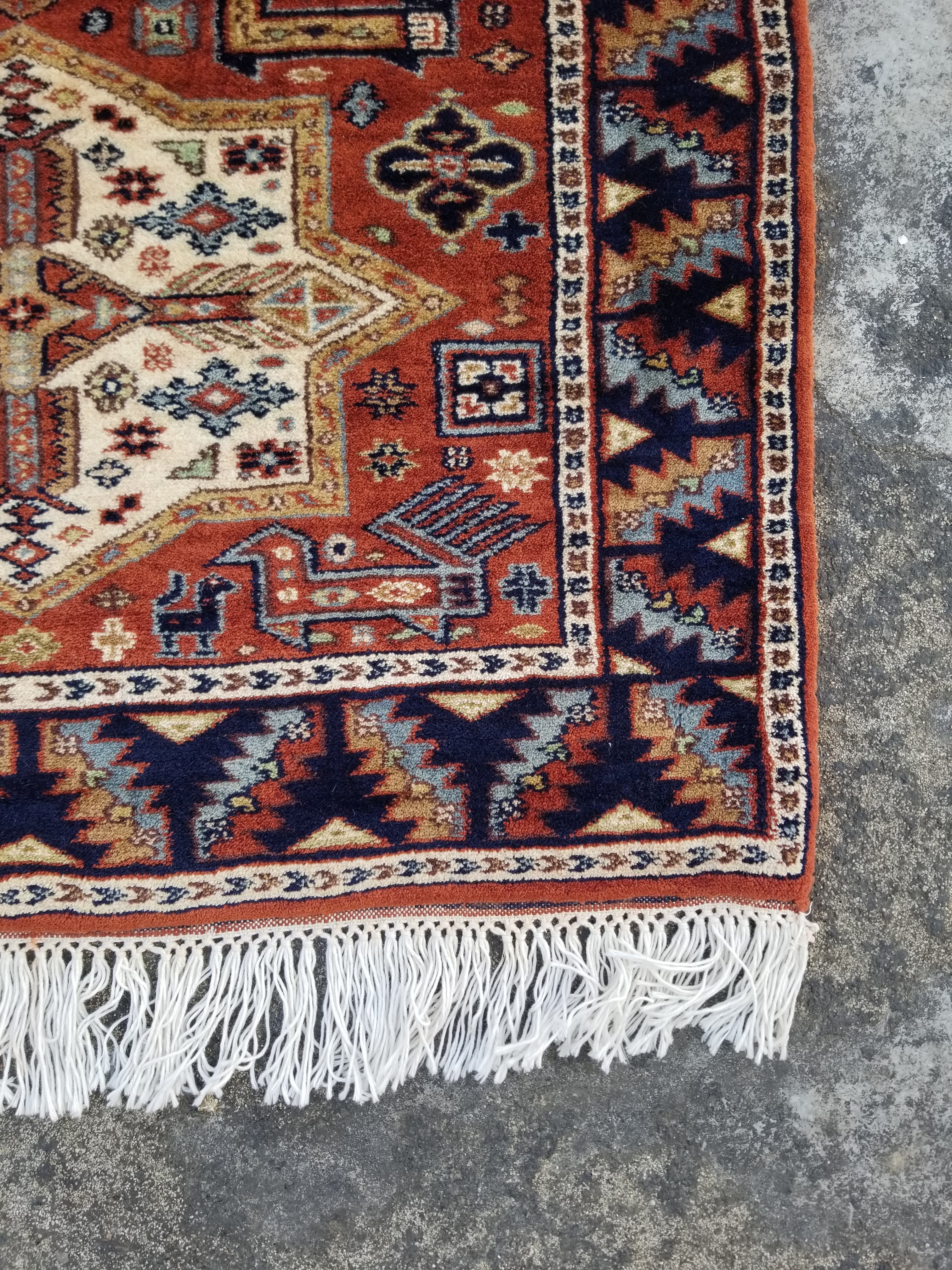 Vintage Traditional Handmade Kazak Style Wool Multicolor Runner Rug 358x81cm