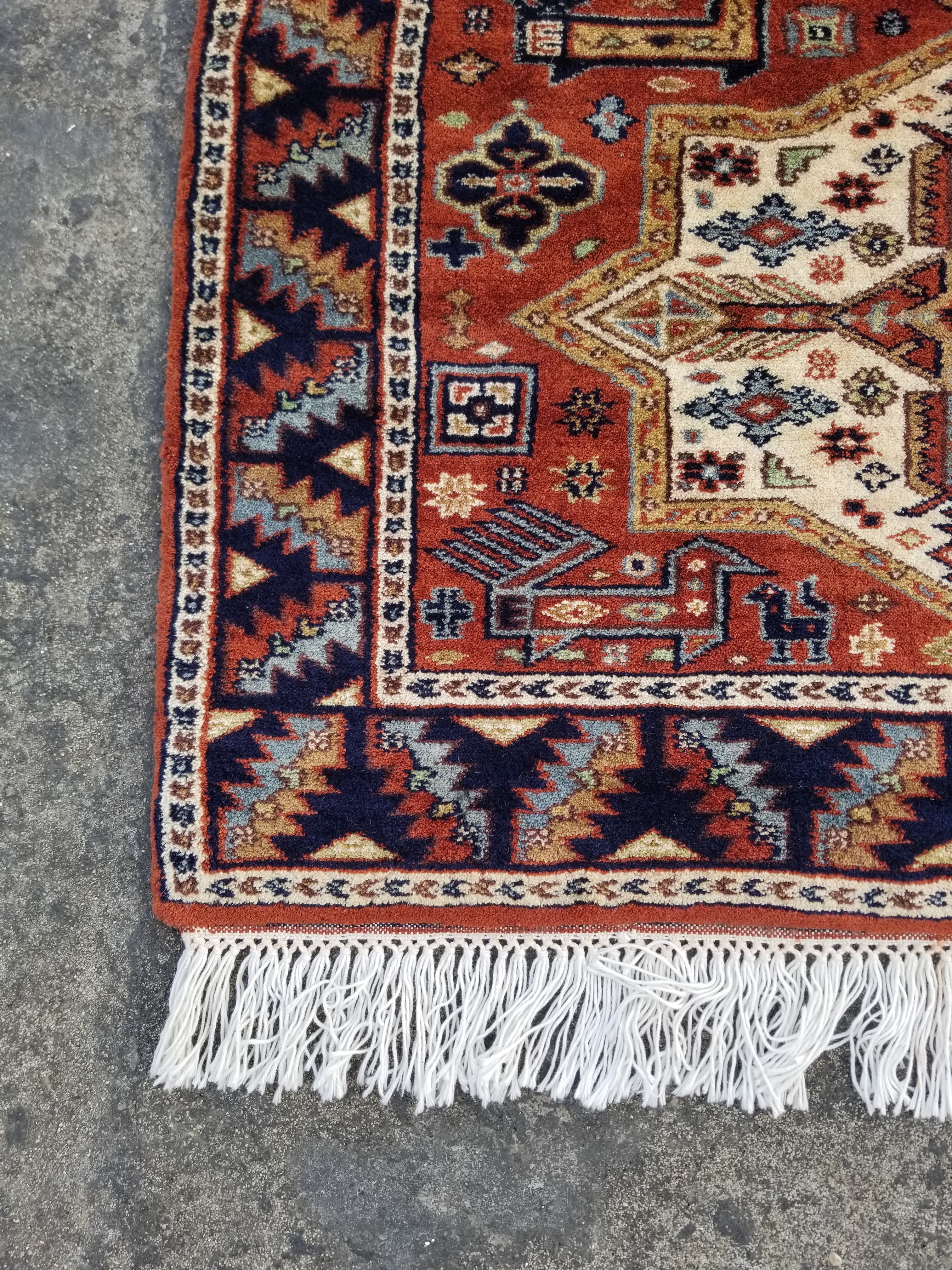 Vintage Traditional Handmade Kazak Style Wool Multicolor Runner Rug 358x81cm