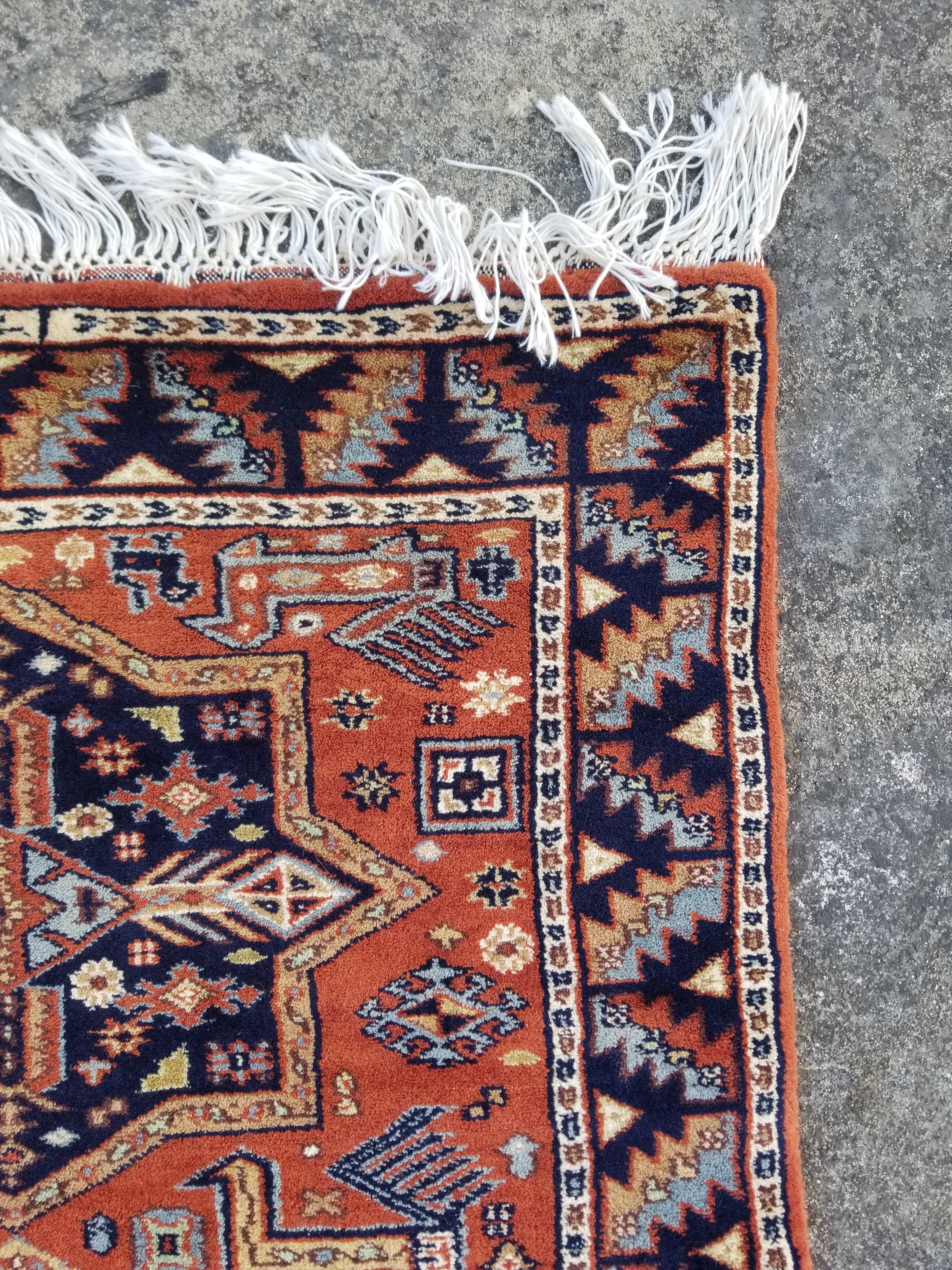 Vintage Traditional Handmade Kazak Style Wool Multicolor Runner Rug 358x81cm