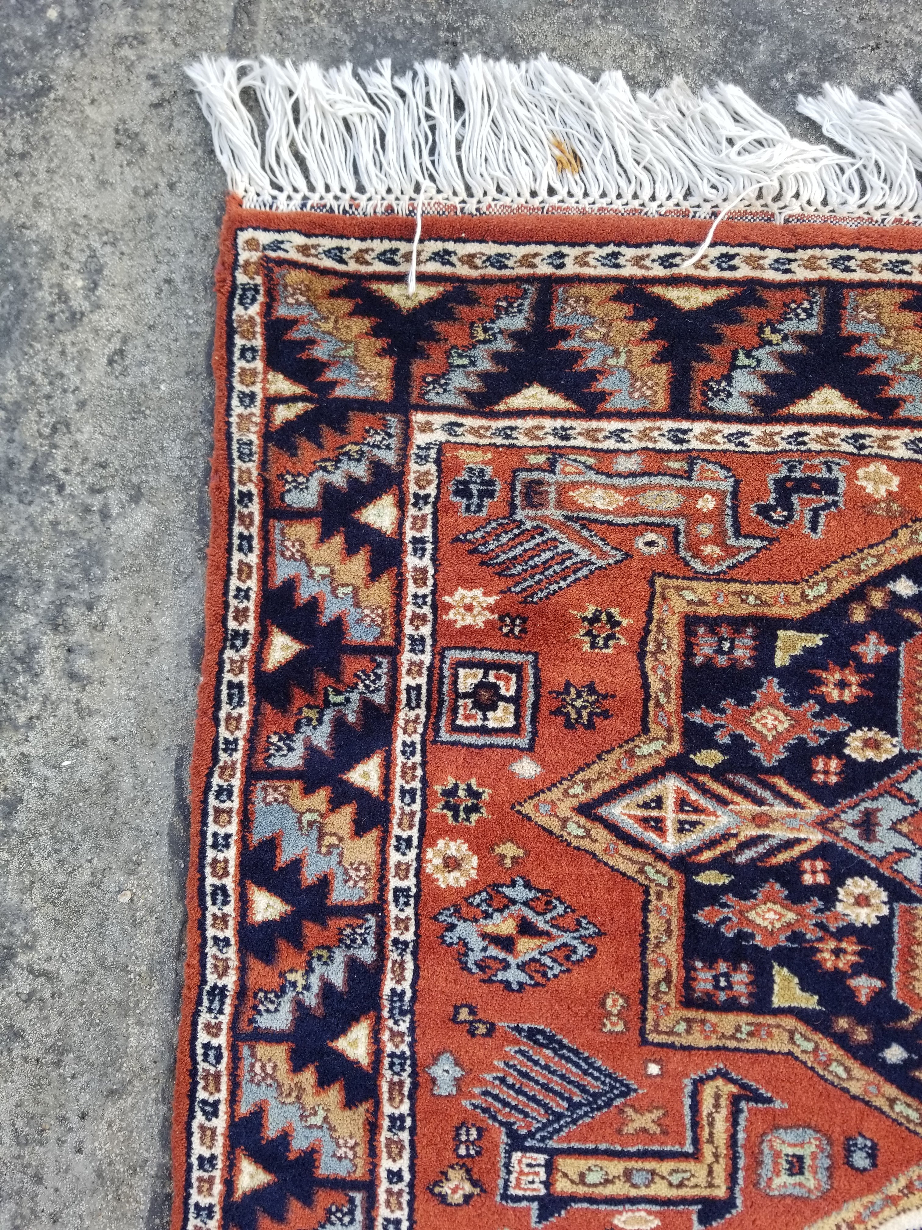 Vintage Traditional Handmade Kazak Style Wool Multicolor Runner Rug 358x81cm