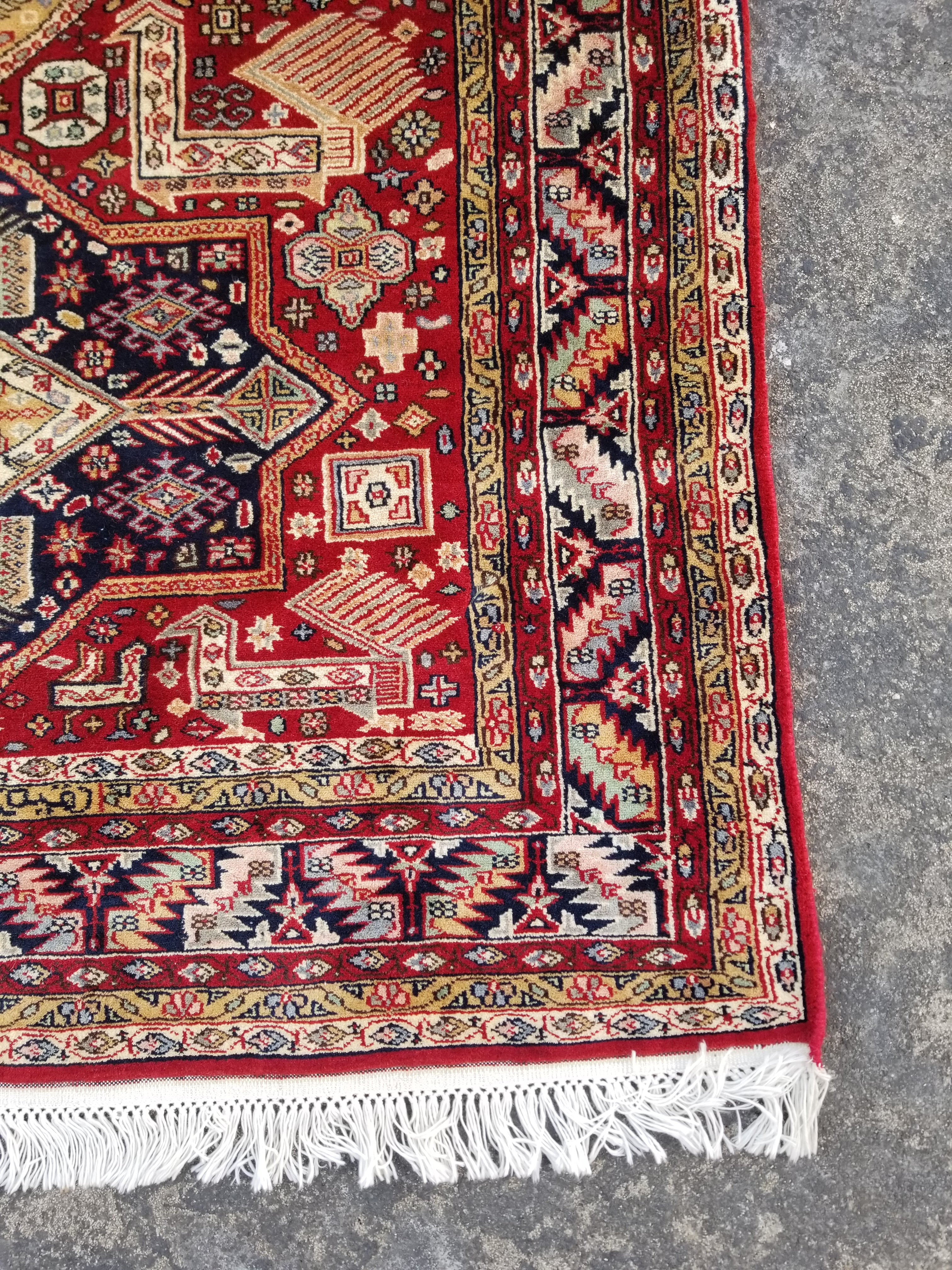Vintage Traditional Handmade Afghan Kazak Style Wool Multicolor Rug 193x124cm