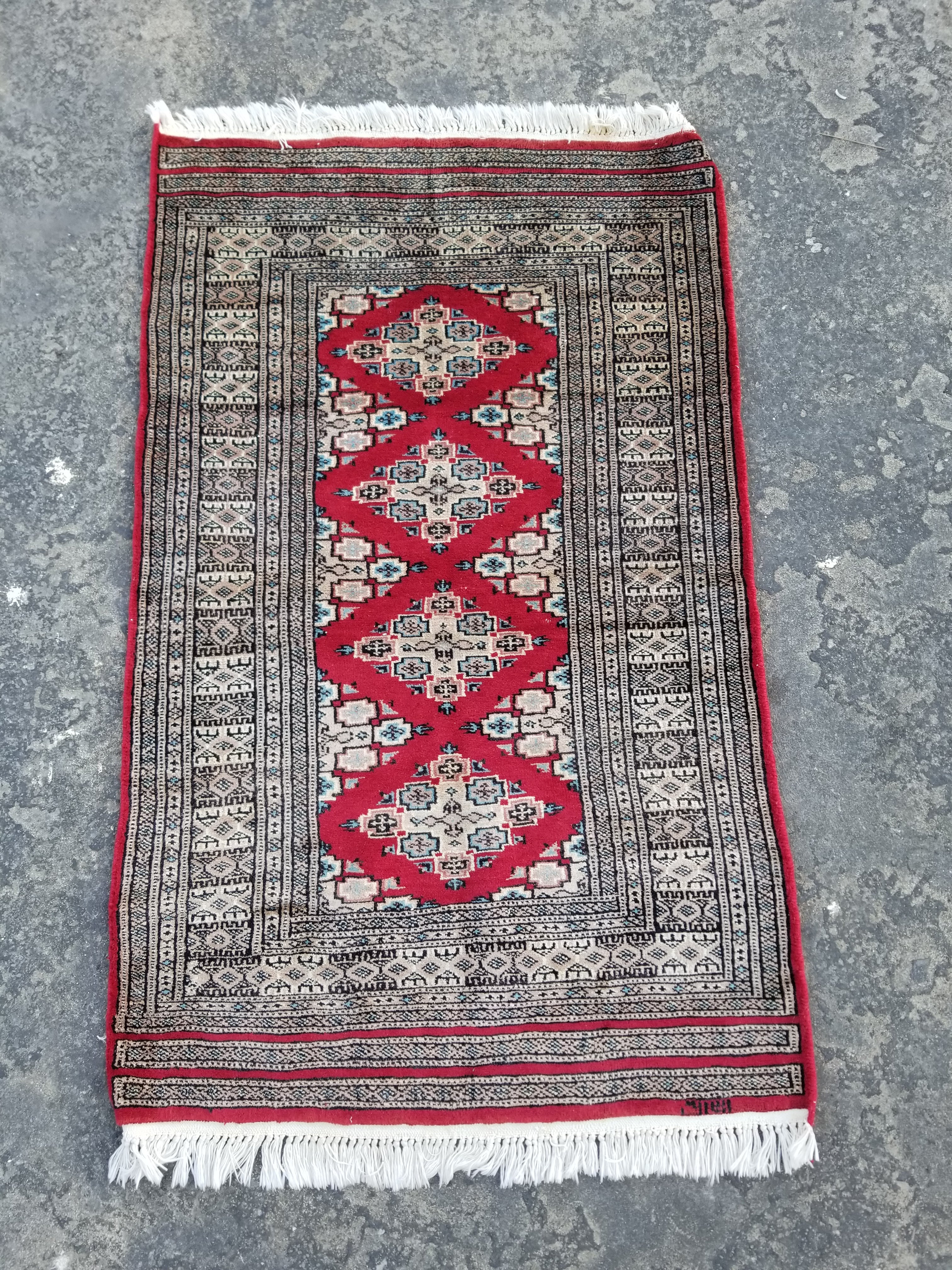 Vintage Traditional Handmade Pakistani Bokhara Style Wool Multicolor Area Rug 127x79cm