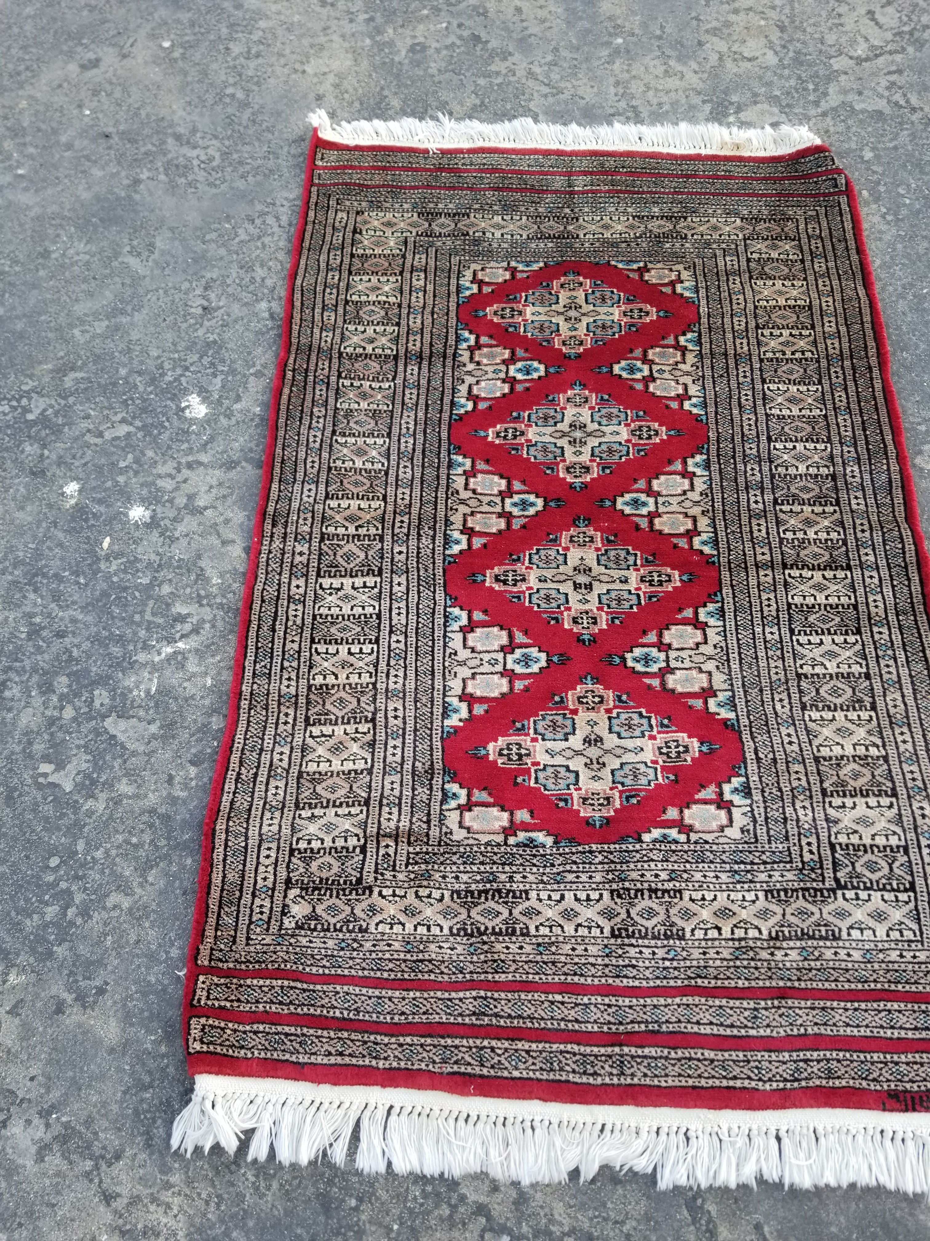 Vintage Traditional Handmade Pakistani Bokhara Style Wool Multicolor Area Rug 127x79cm
