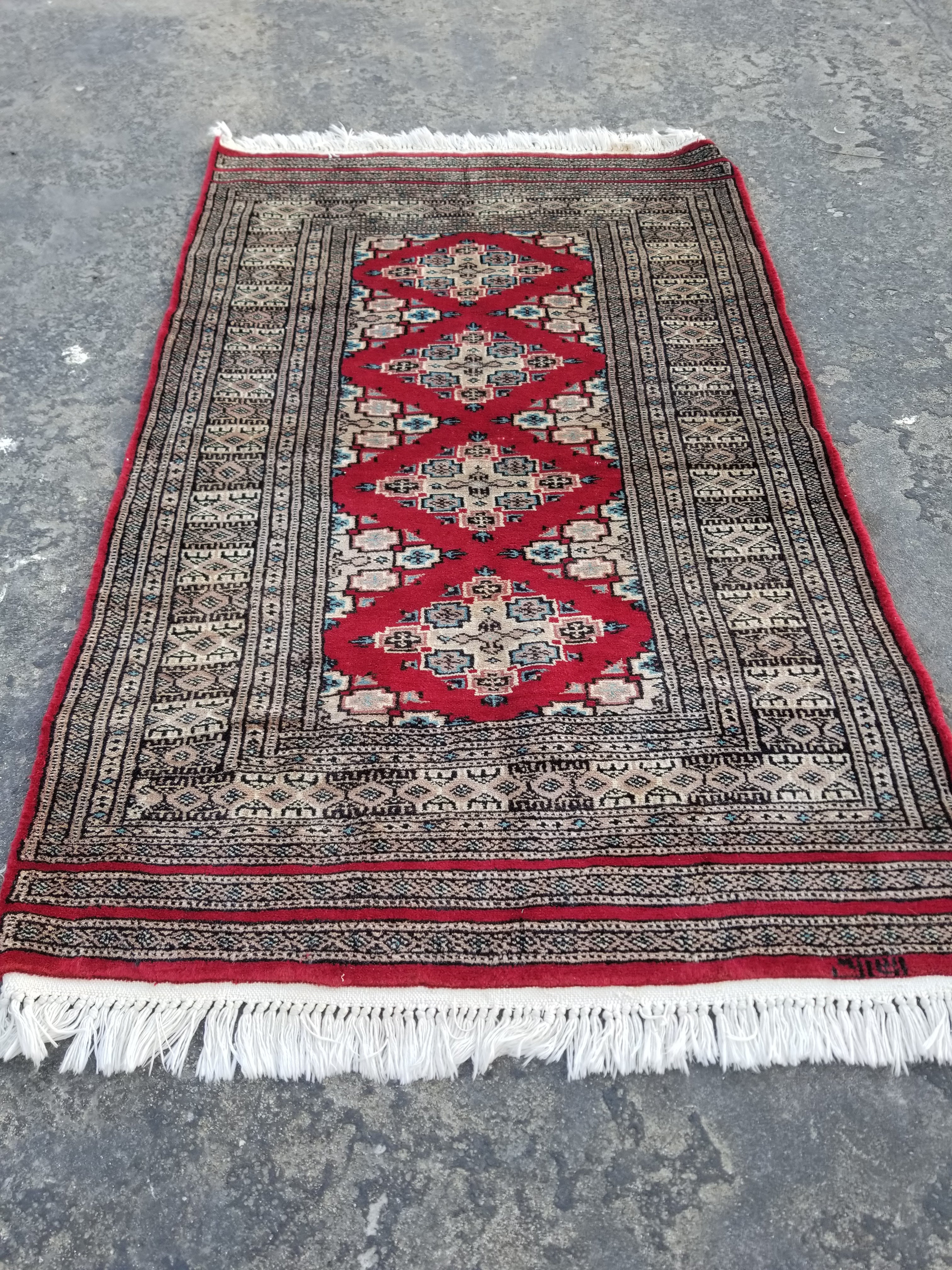 Vintage Traditional Handmade Pakistani Bokhara Style Wool Multicolor Area Rug 127x79cm