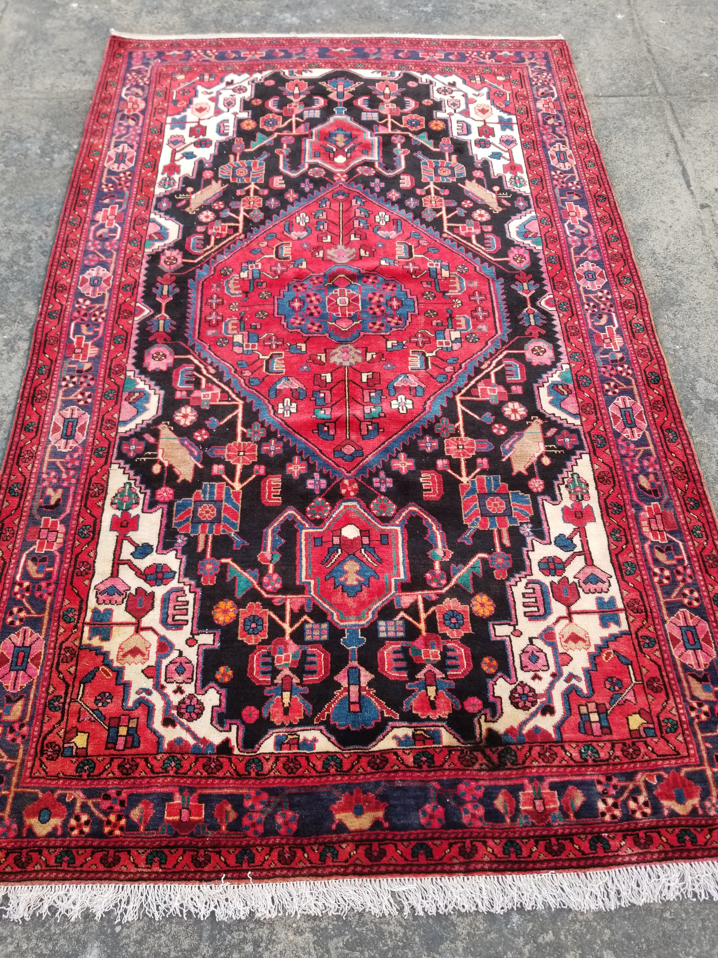 Vintage Traditional Handmade Tuyserkan Wool Multicolor Rug 246x157cm