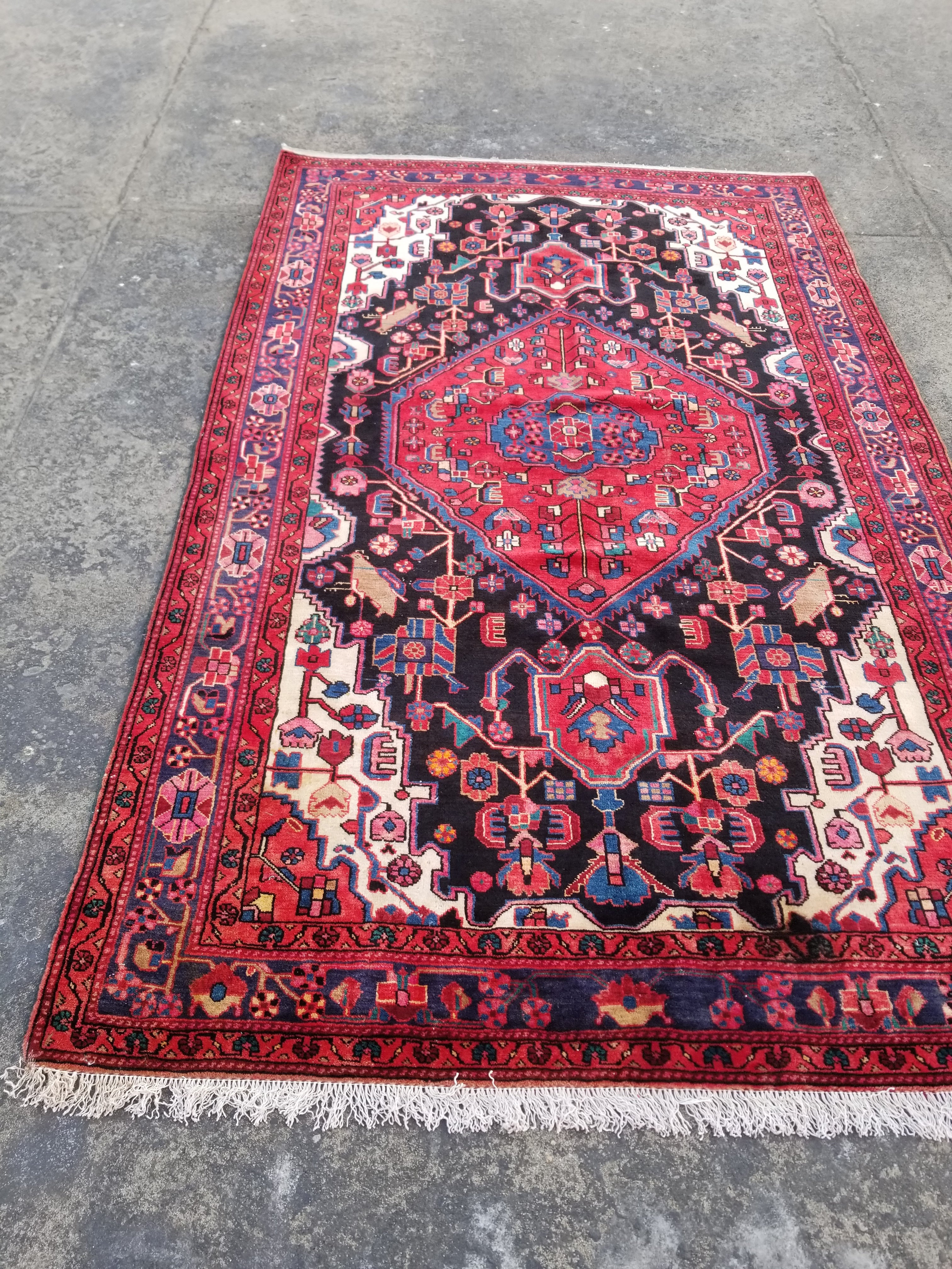 Vintage Traditional Handmade Tuyserkan Wool Multicolor Rug 246x157cm