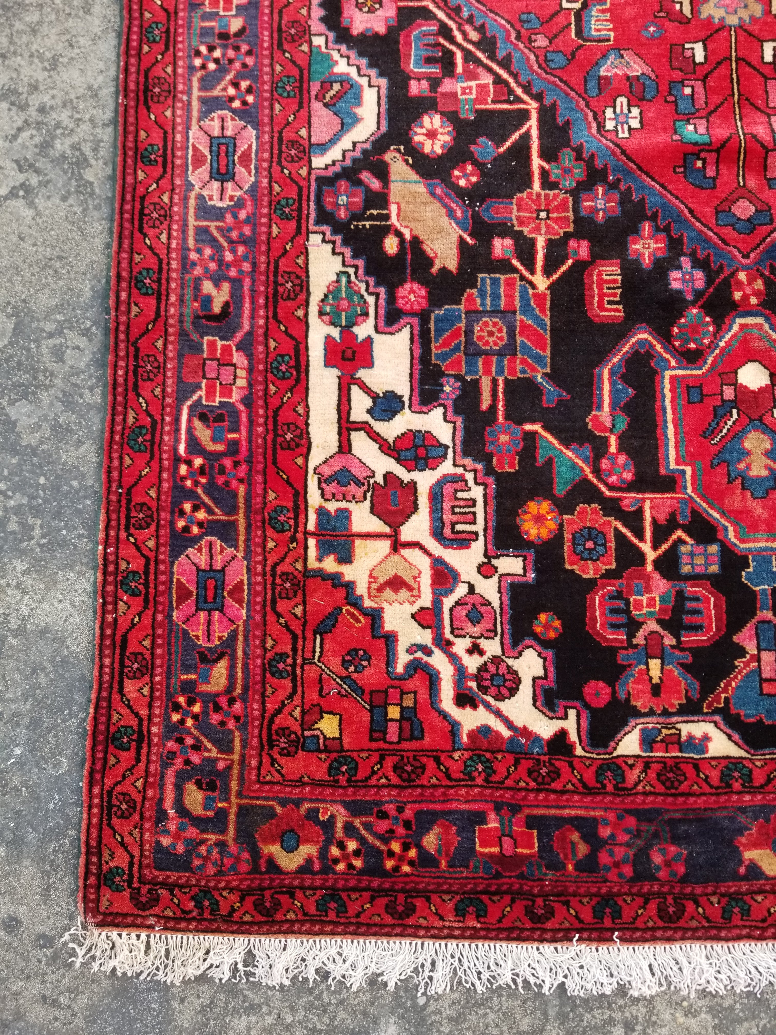 Vintage Traditional Handmade Tuyserkan Wool Multicolor Rug 246x157cm