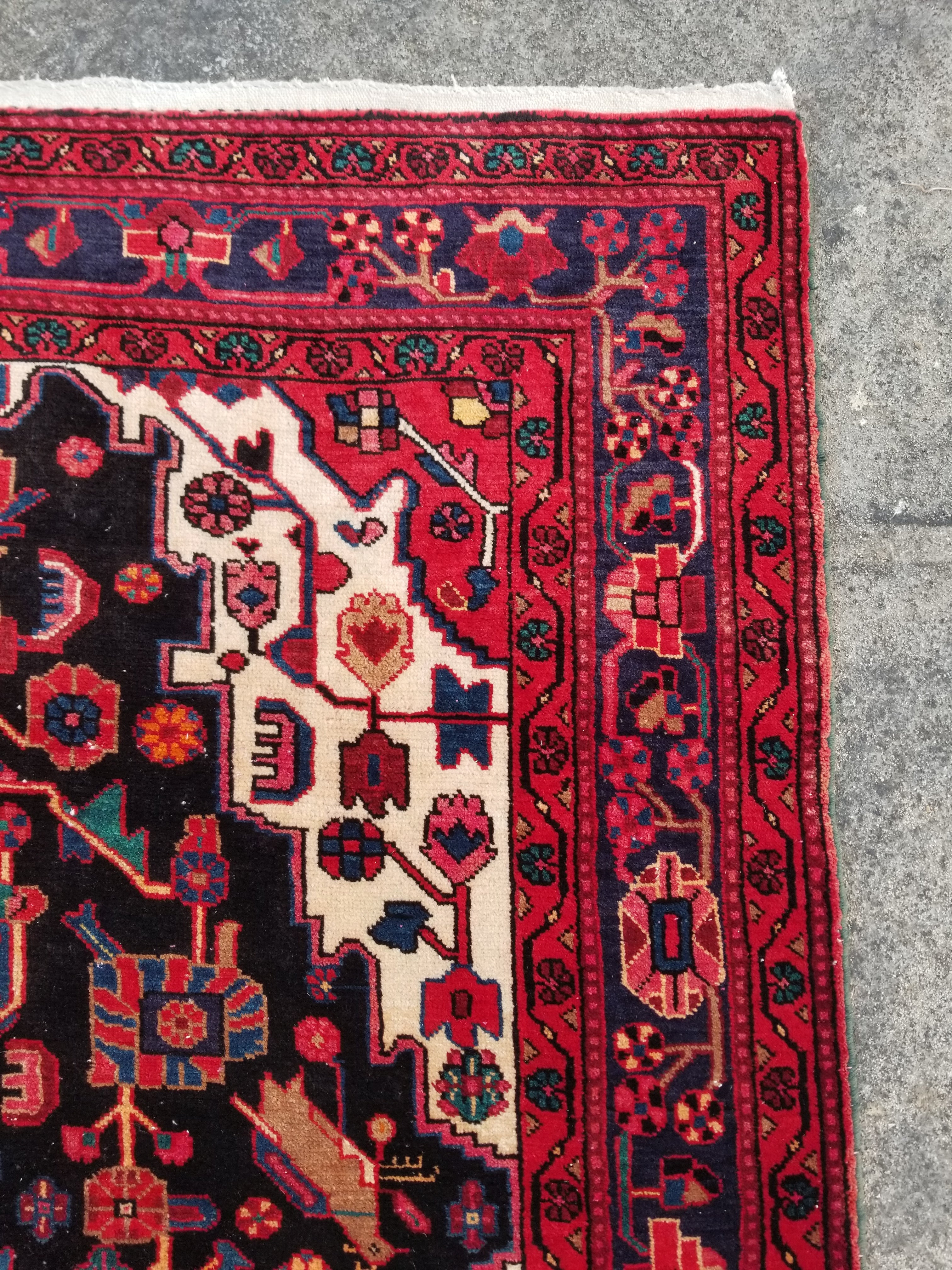 Vintage Traditional Handmade Tuyserkan Wool Multicolor Rug 246x157cm
