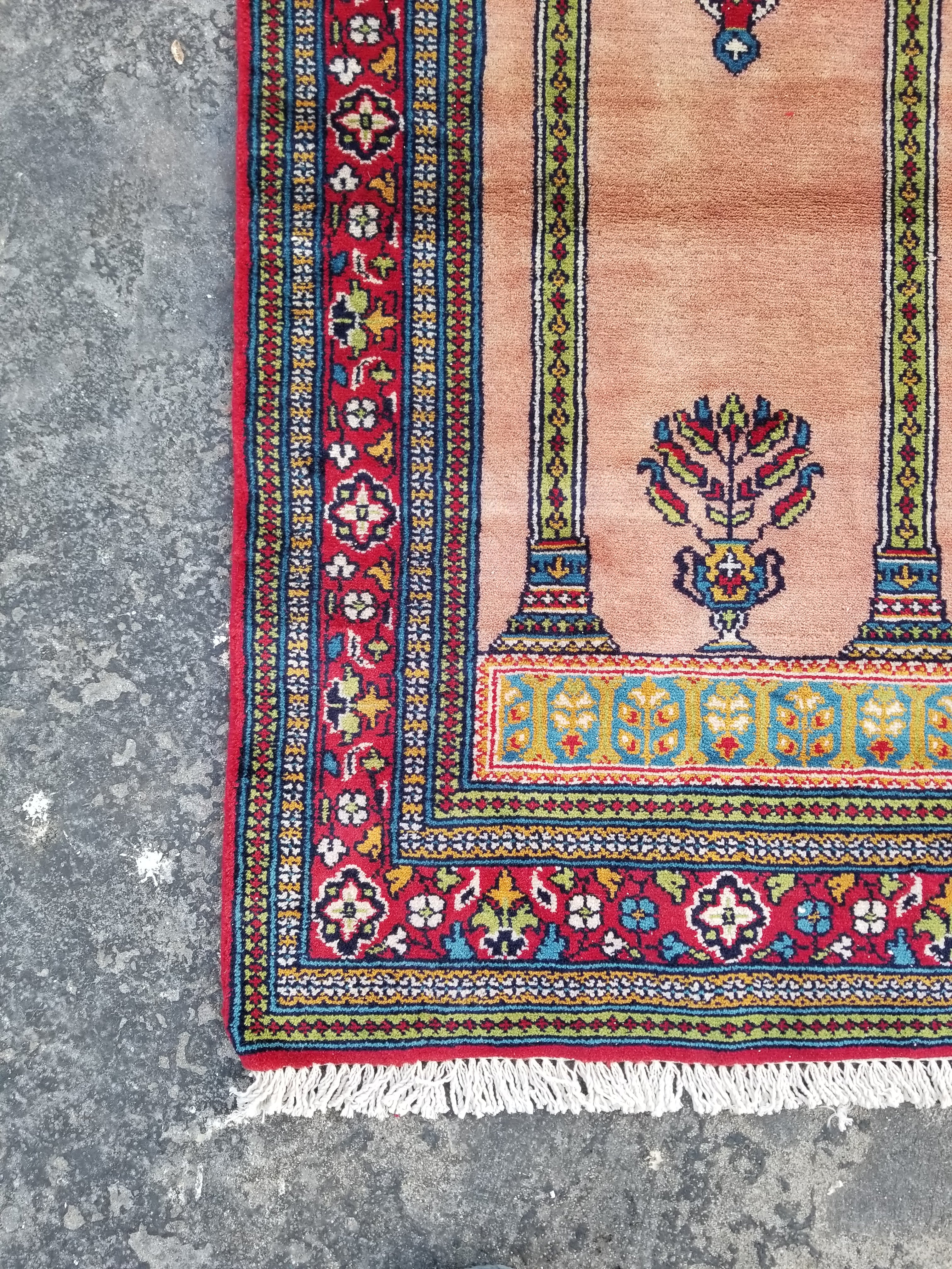 Vintage Traditional Handmade Turkish Wool Multicolor Prayer Rug 132x76cm