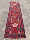 Distressed Vintage Traditional Handmade Karajeh Style Wool Runner Rug 360x91cm