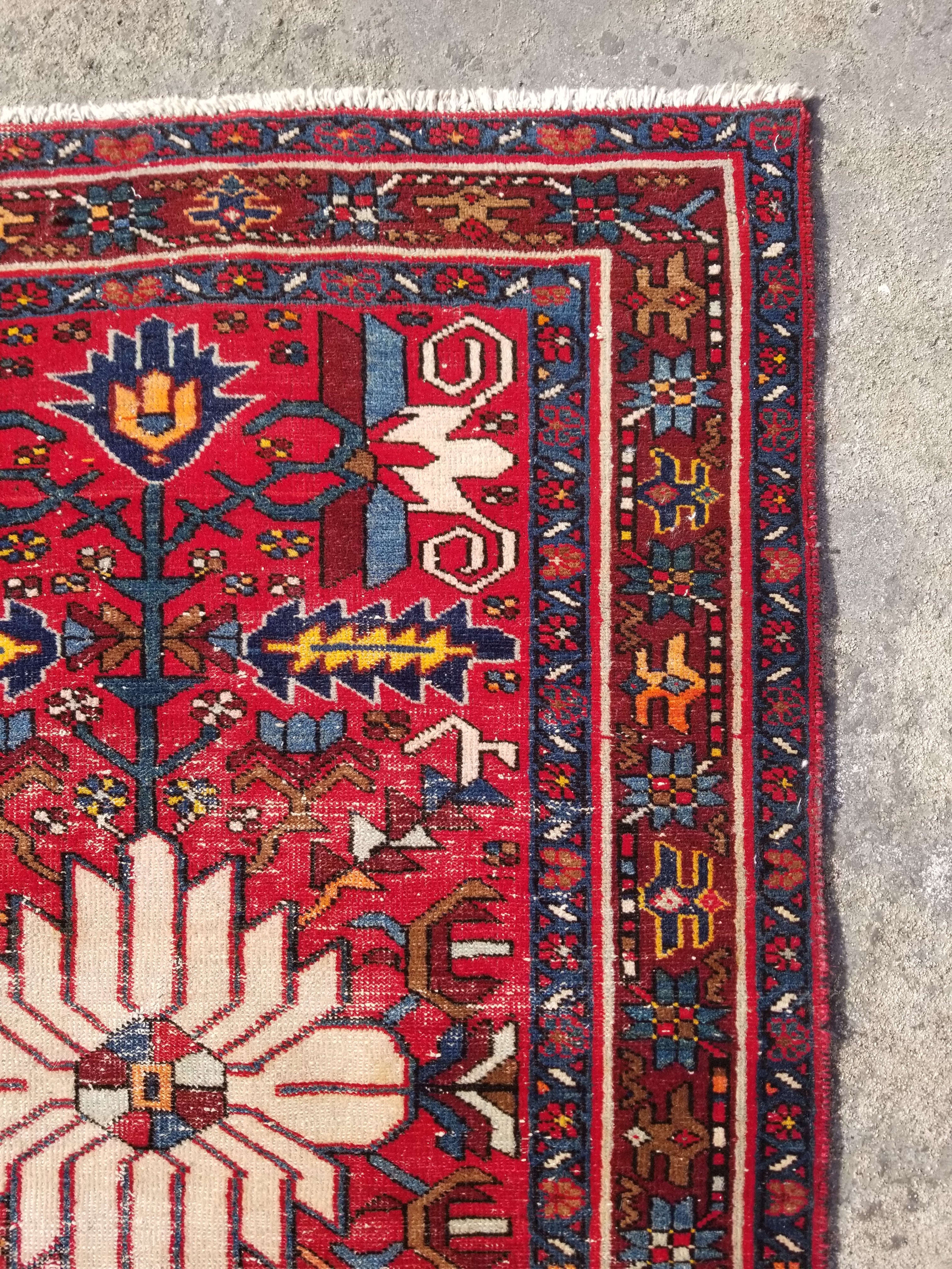 Distressed Vintage Traditional Handmade Karajeh Style Wool Runner Rug 360x91cm