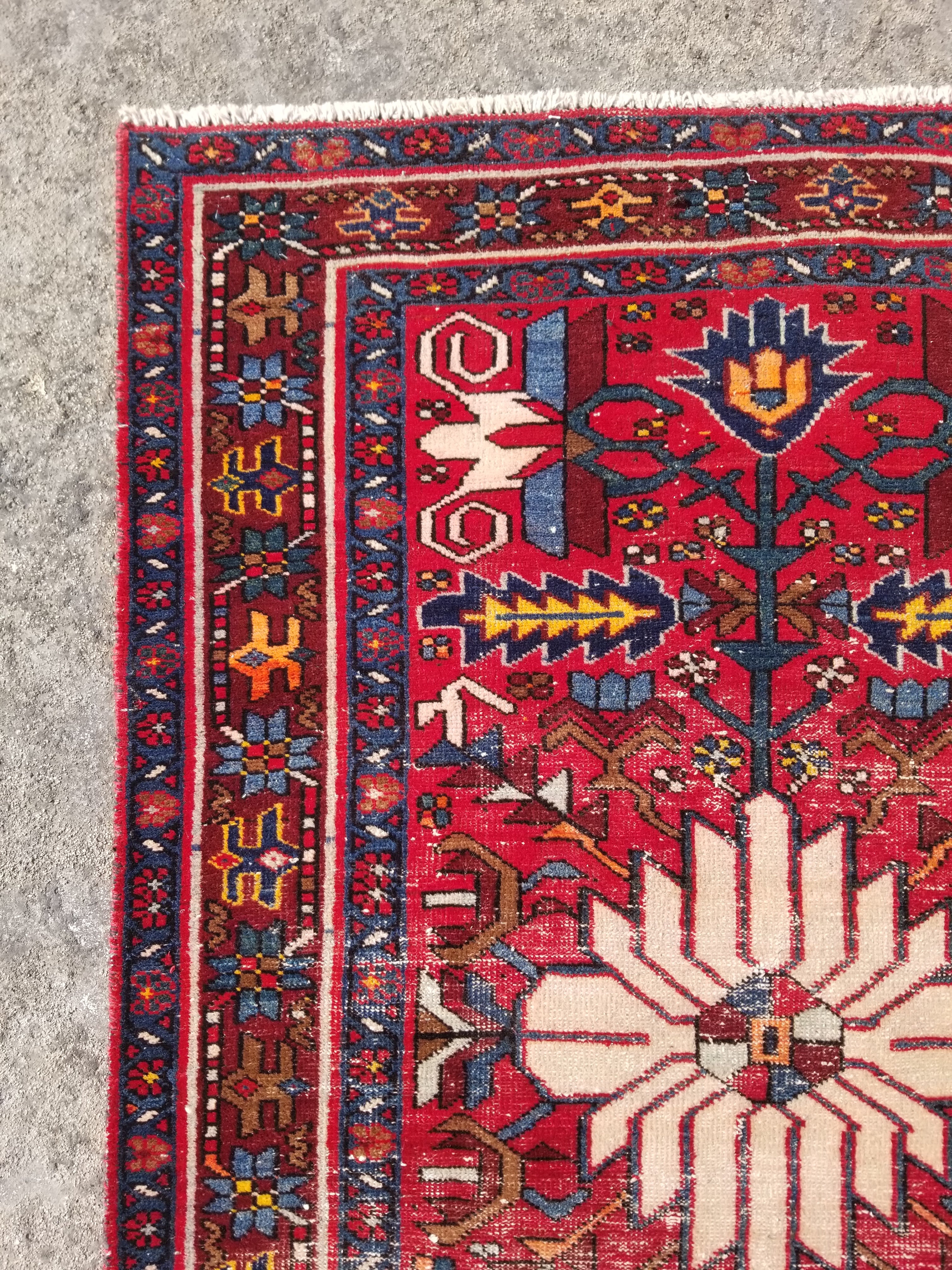 Distressed Vintage Traditional Handmade Karajeh Style Wool Runner Rug 360x91cm
