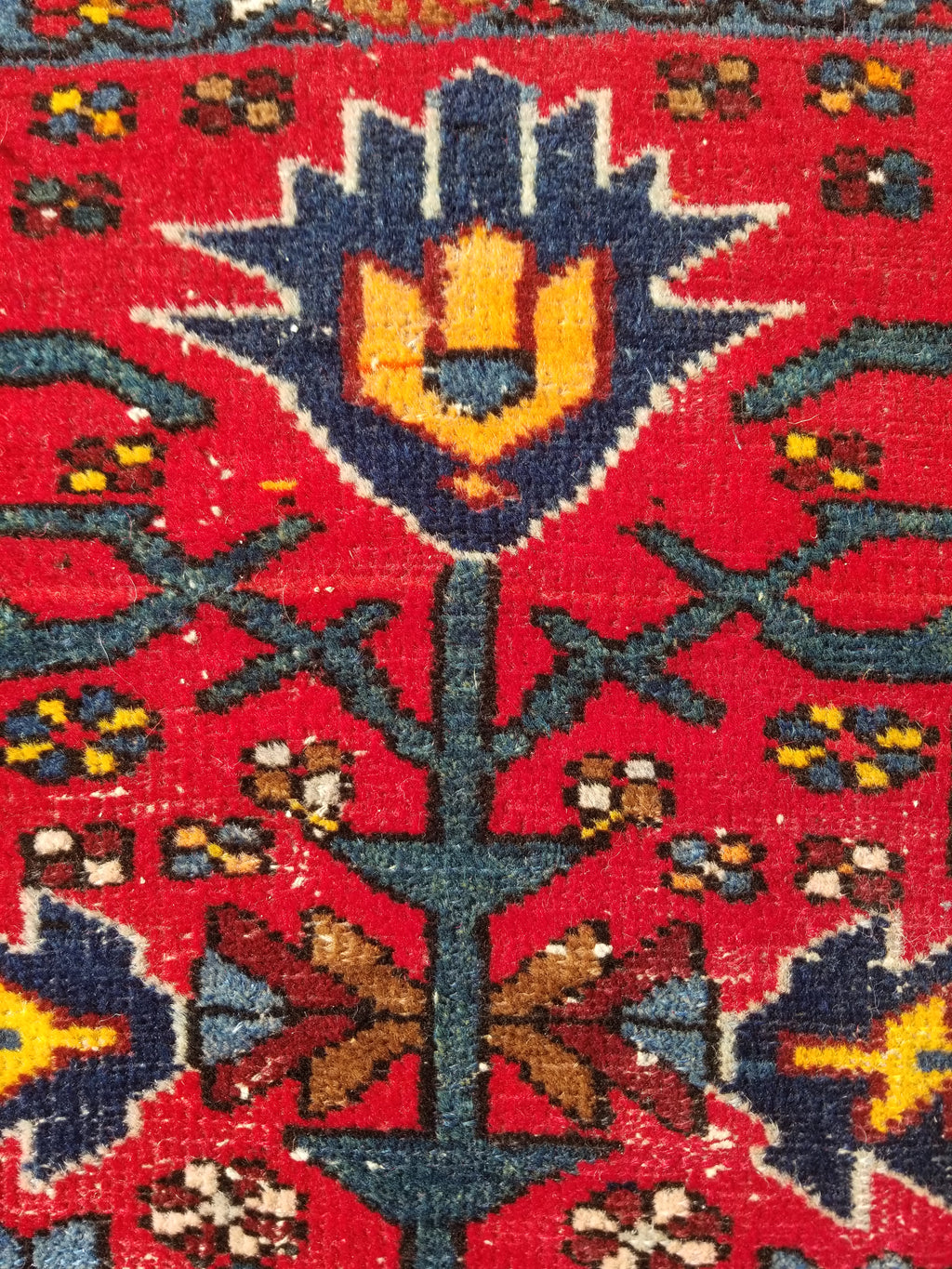 Distressed Vintage Traditional Handmade Karajeh Style Wool Runner Rug 360x91cm