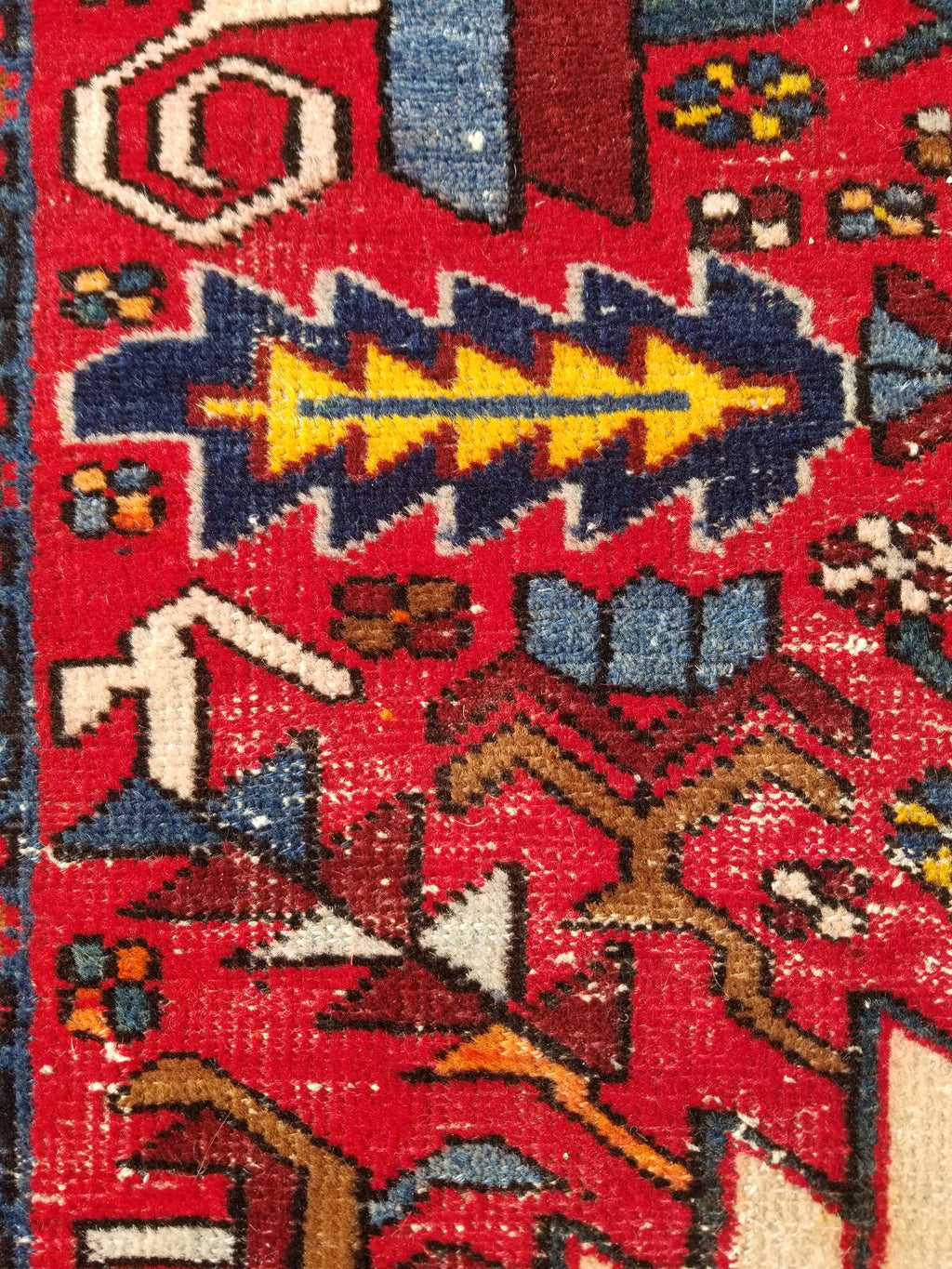 Distressed Vintage Traditional Handmade Karajeh Style Wool Runner Rug 360x91cm