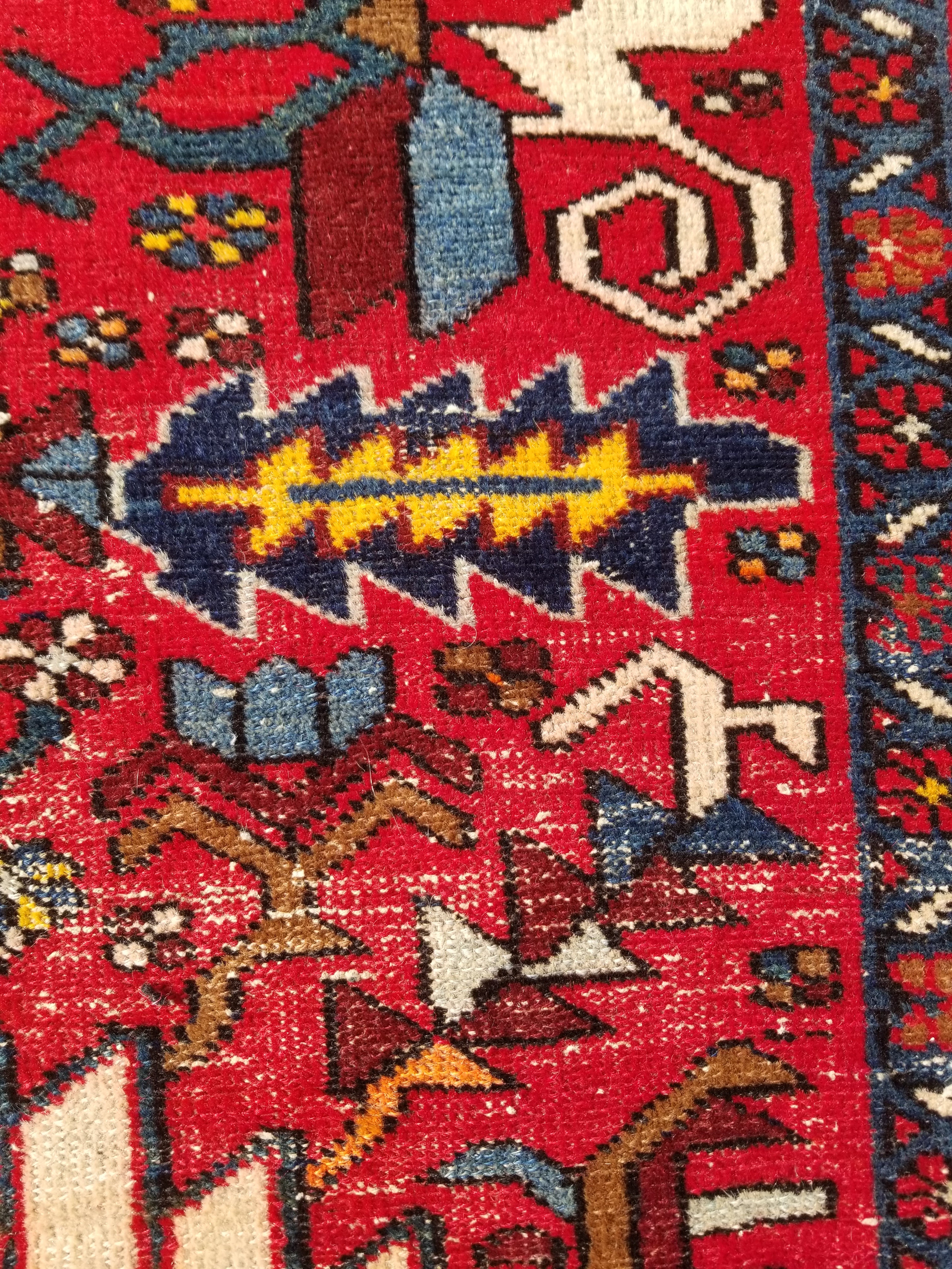 Distressed Vintage Traditional Handmade Karajeh Style Wool Runner Rug 360x91cm