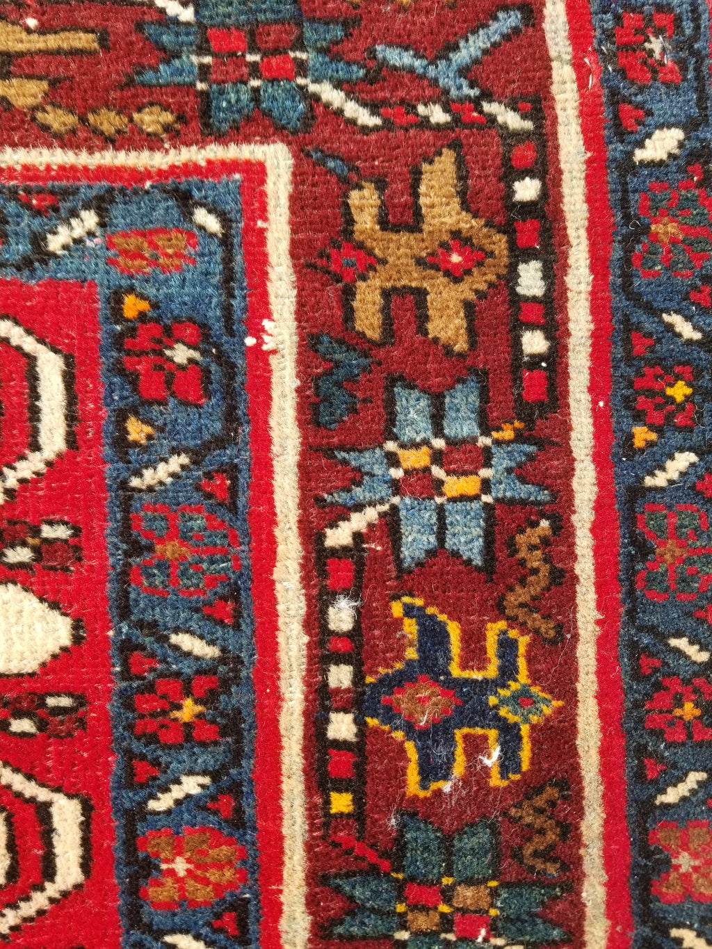 Distressed Vintage Traditional Handmade Karajeh Style Wool Runner Rug 360x91cm