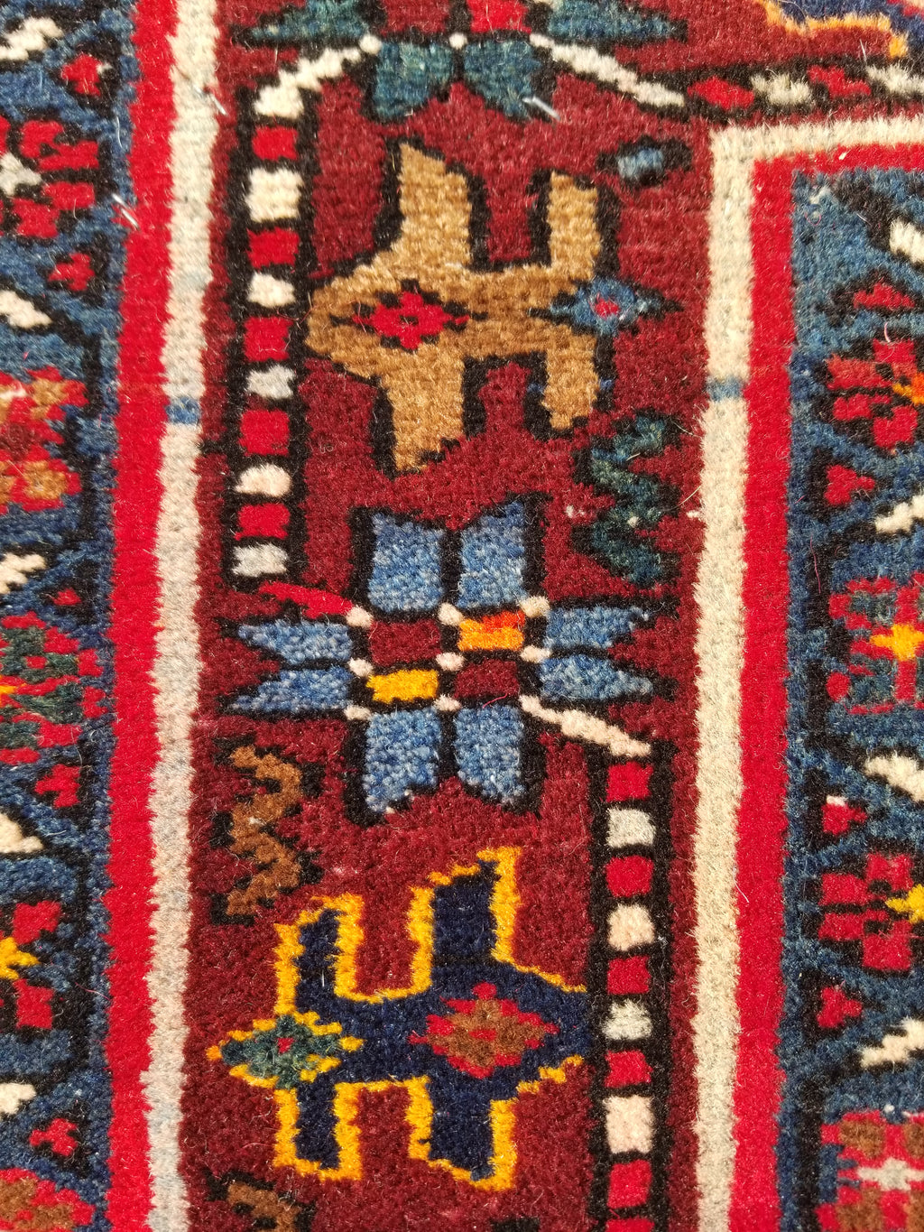 Distressed Vintage Traditional Handmade Karajeh Style Wool Runner Rug 360x91cm