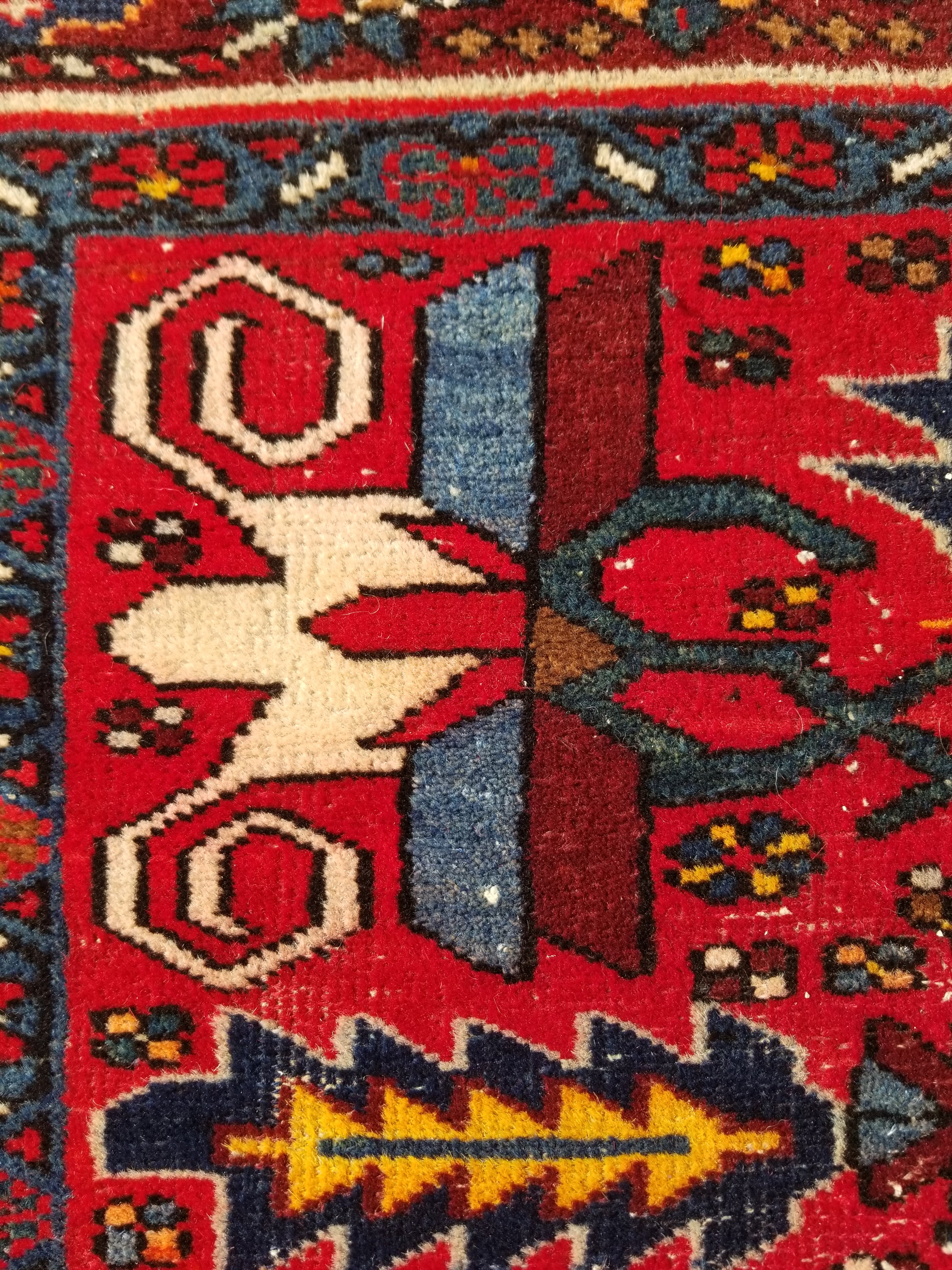 Distressed Vintage Traditional Handmade Karajeh Style Wool Runner Rug 360x91cm