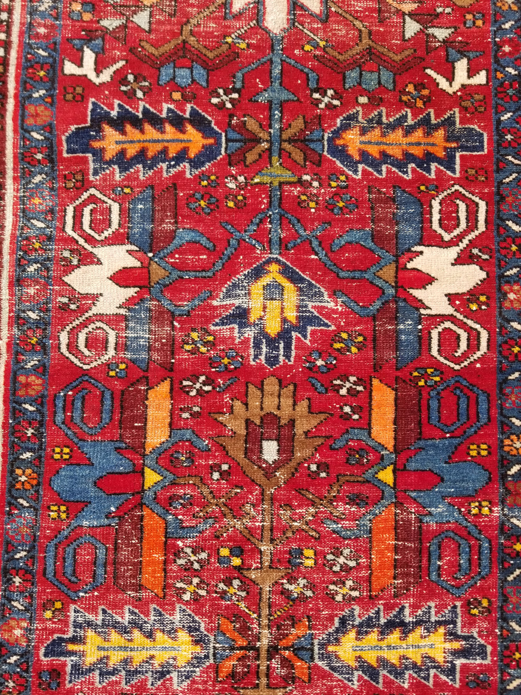 Distressed Vintage Traditional Handmade Karajeh Style Wool Runner Rug 360x91cm