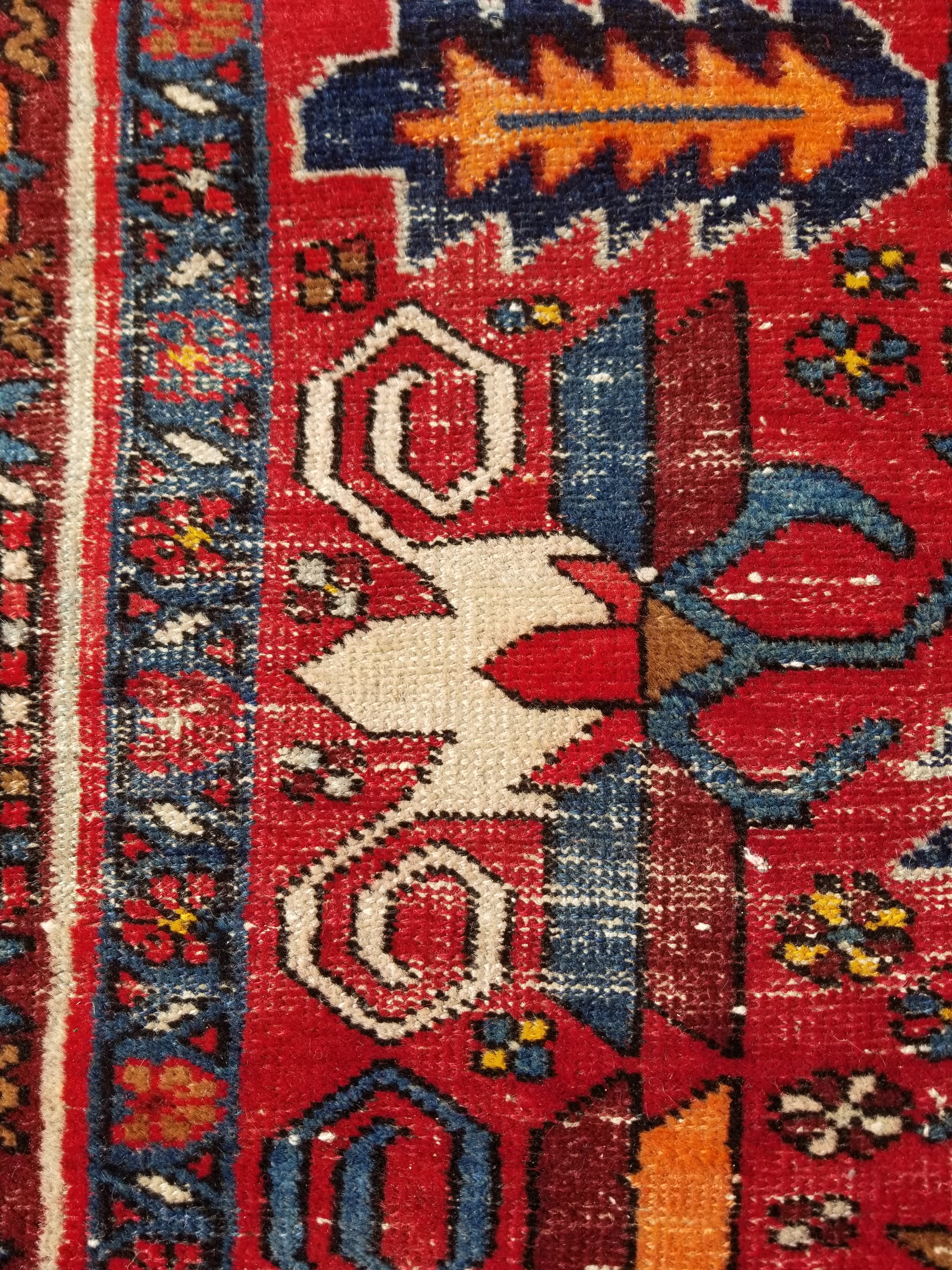 Distressed Vintage Traditional Handmade Karajeh Style Wool Runner Rug 360x91cm