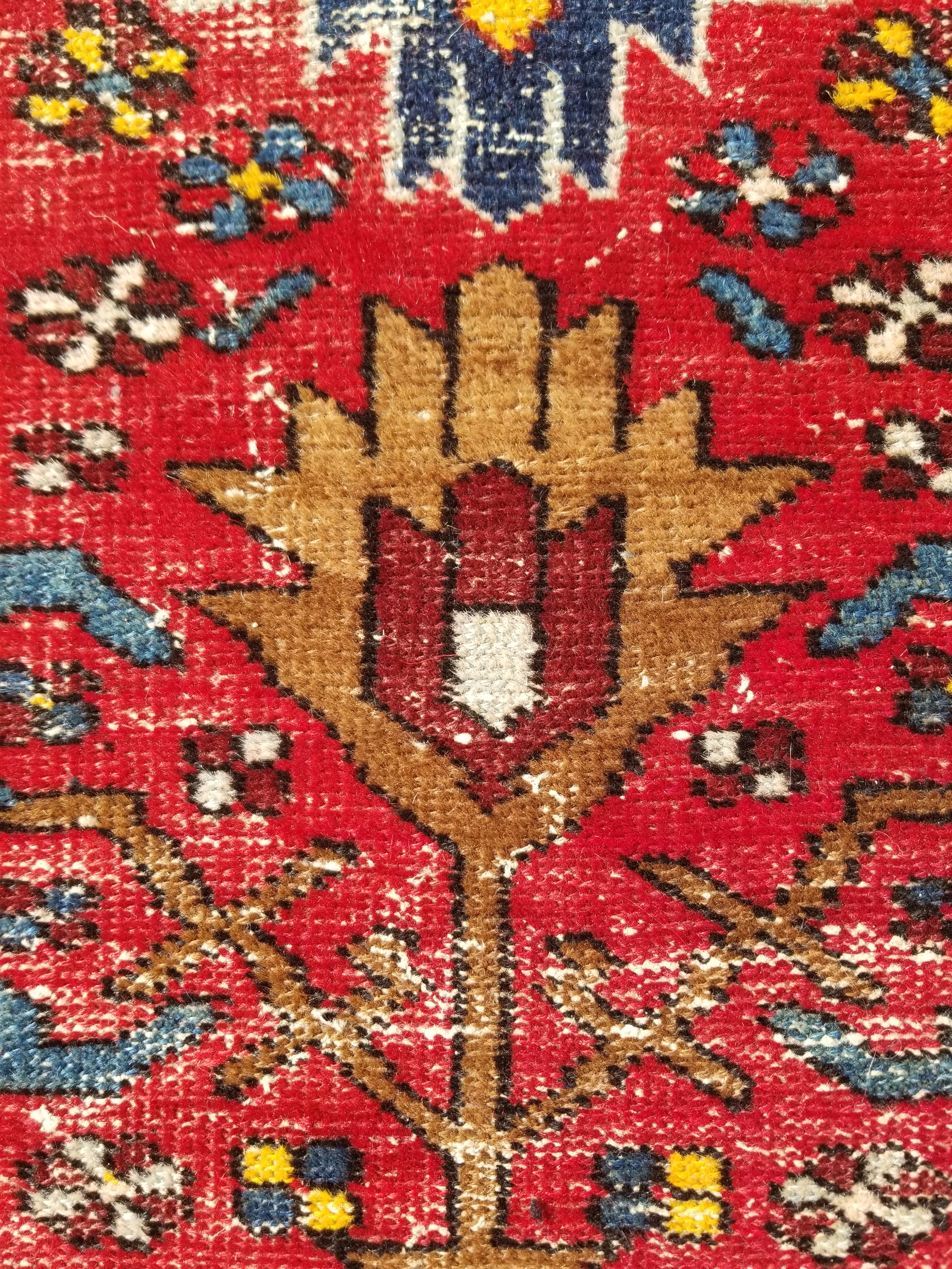 Distressed Vintage Traditional Handmade Karajeh Style Wool Runner Rug 360x91cm