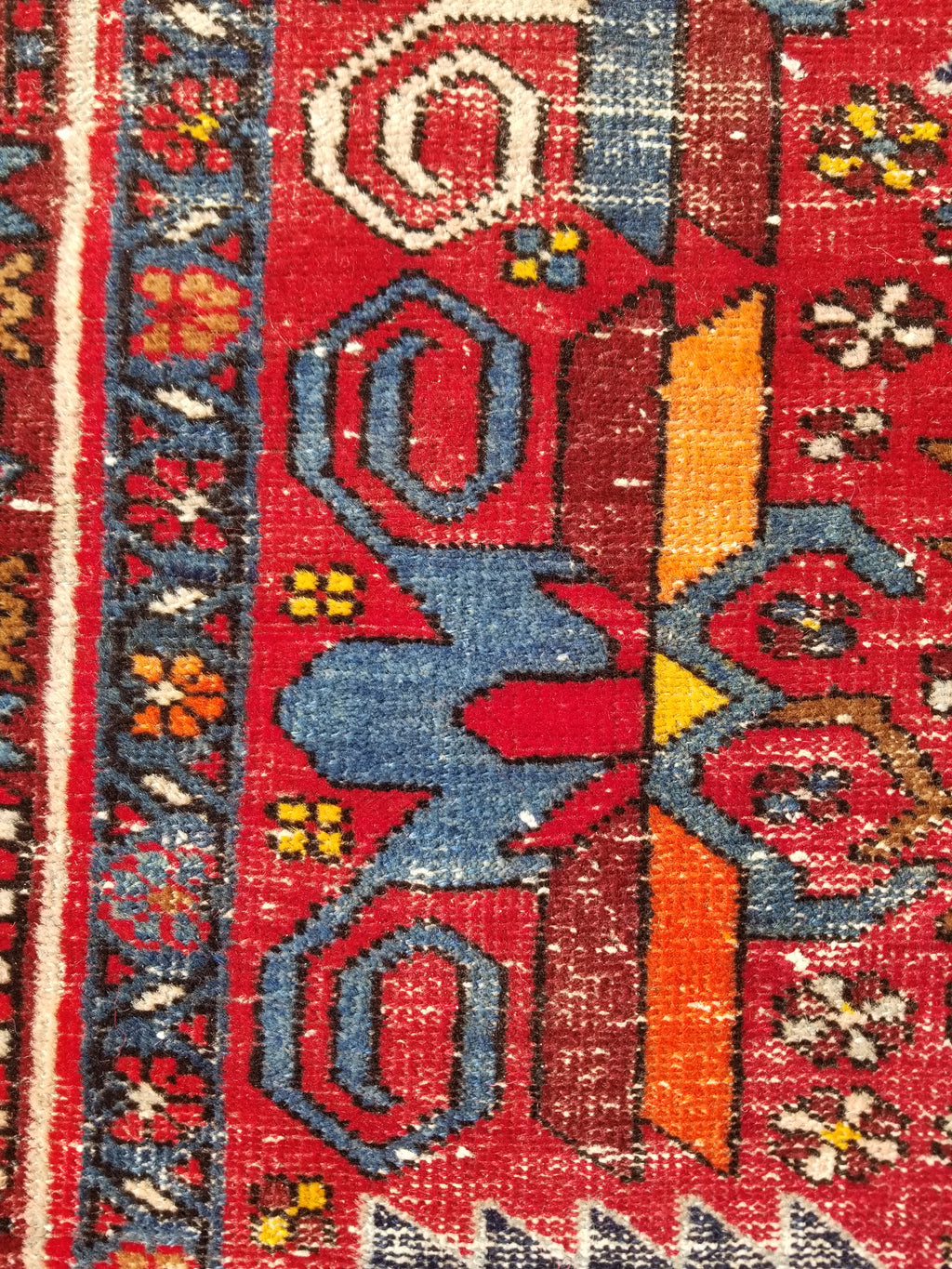Distressed Vintage Traditional Handmade Karajeh Style Wool Runner Rug 360x91cm