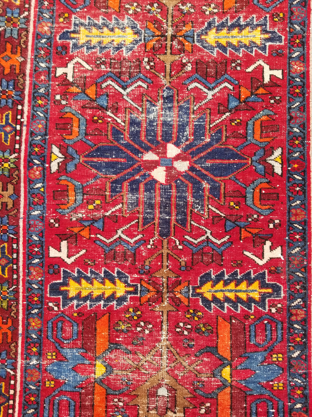 Distressed Vintage Traditional Handmade Karajeh Style Wool Runner Rug 360x91cm