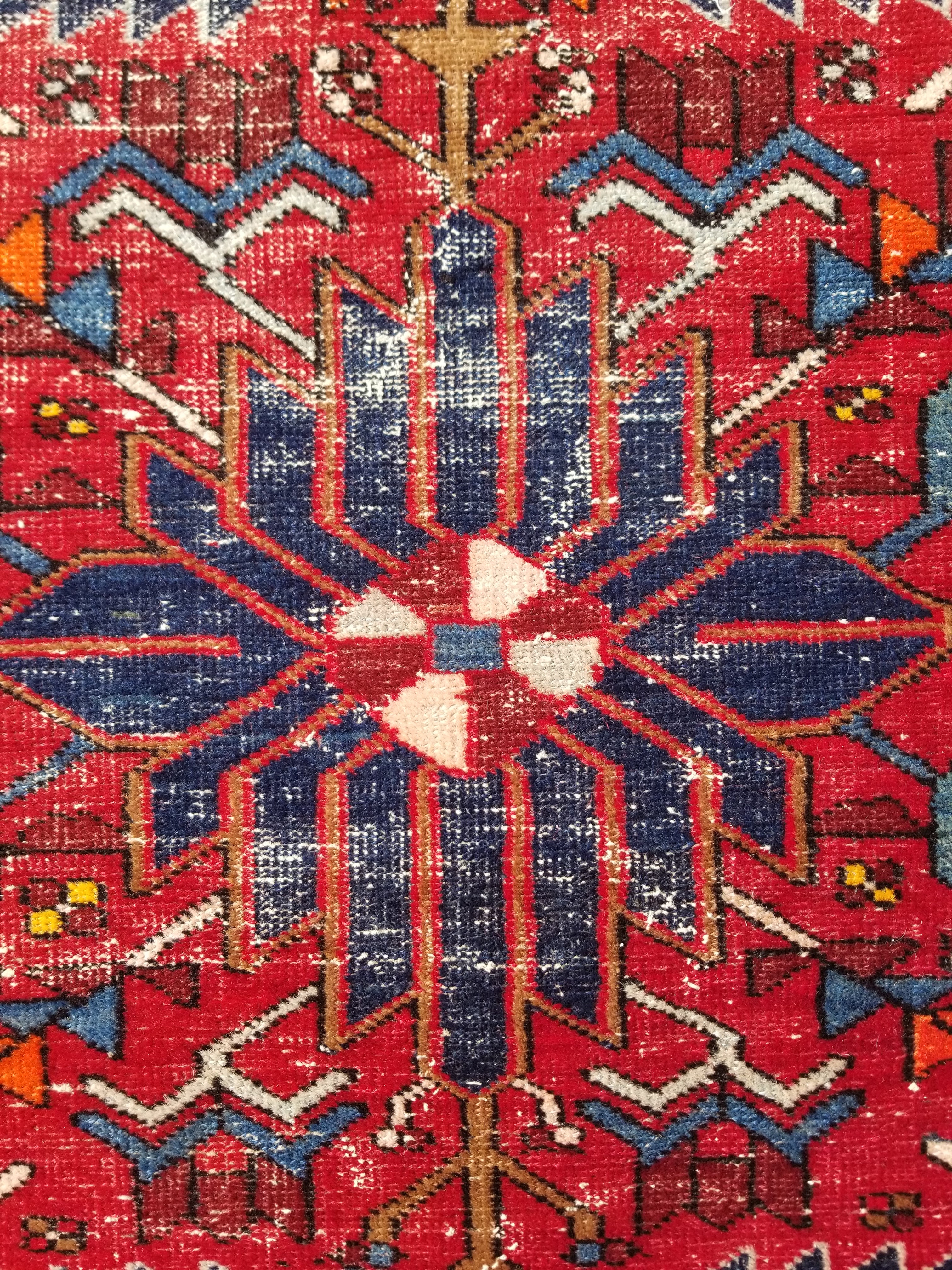 Distressed Vintage Traditional Handmade Karajeh Style Wool Runner Rug 360x91cm