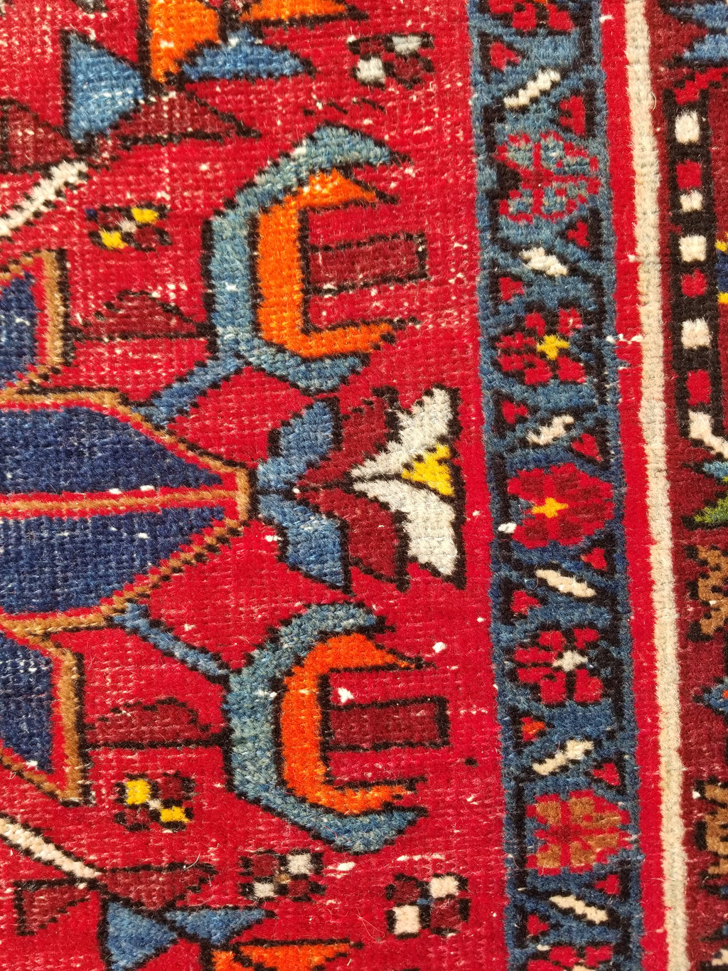 Distressed Vintage Traditional Handmade Karajeh Style Wool Runner Rug 360x91cm