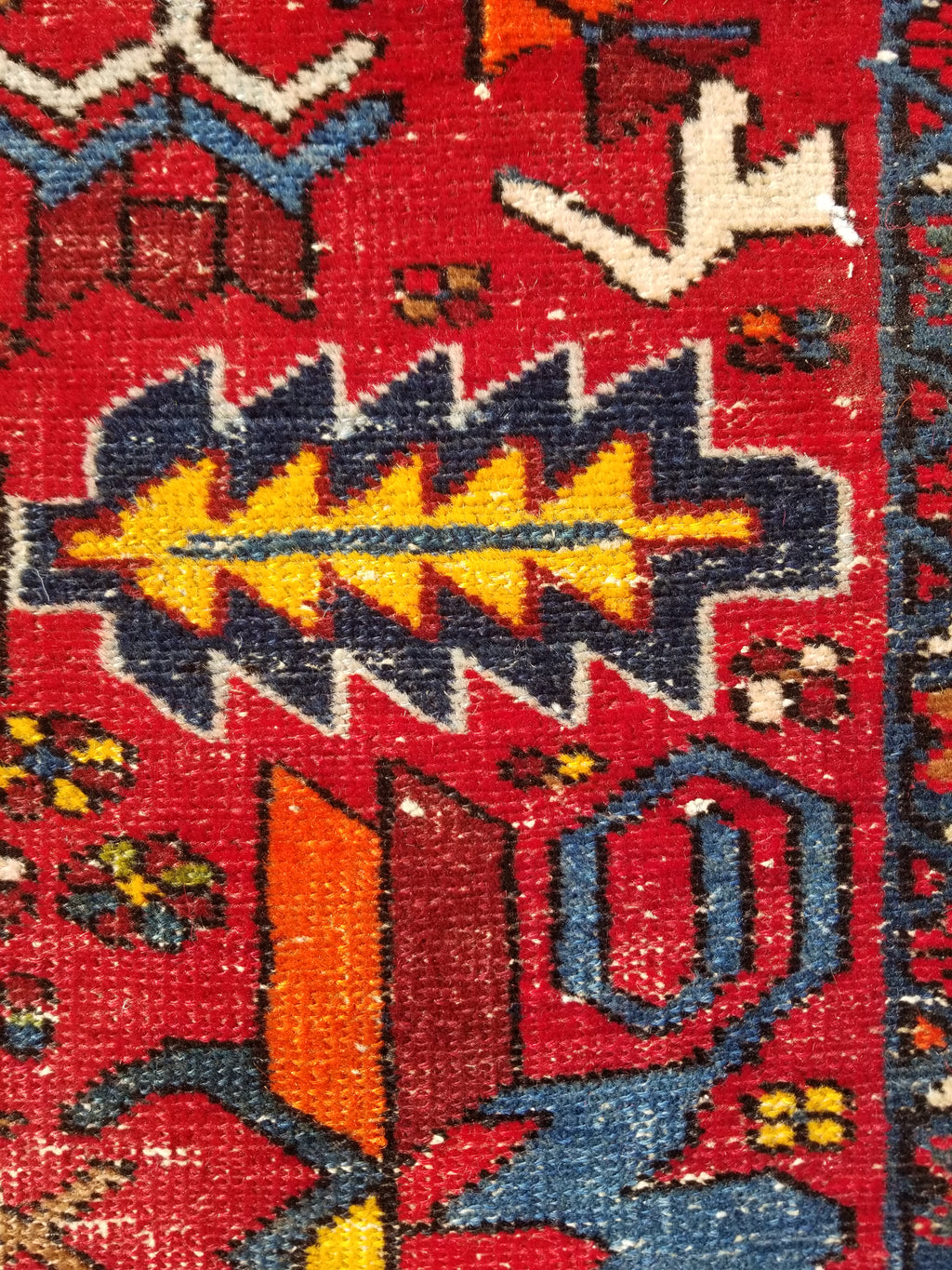 Distressed Vintage Traditional Handmade Karajeh Style Wool Runner Rug 360x91cm