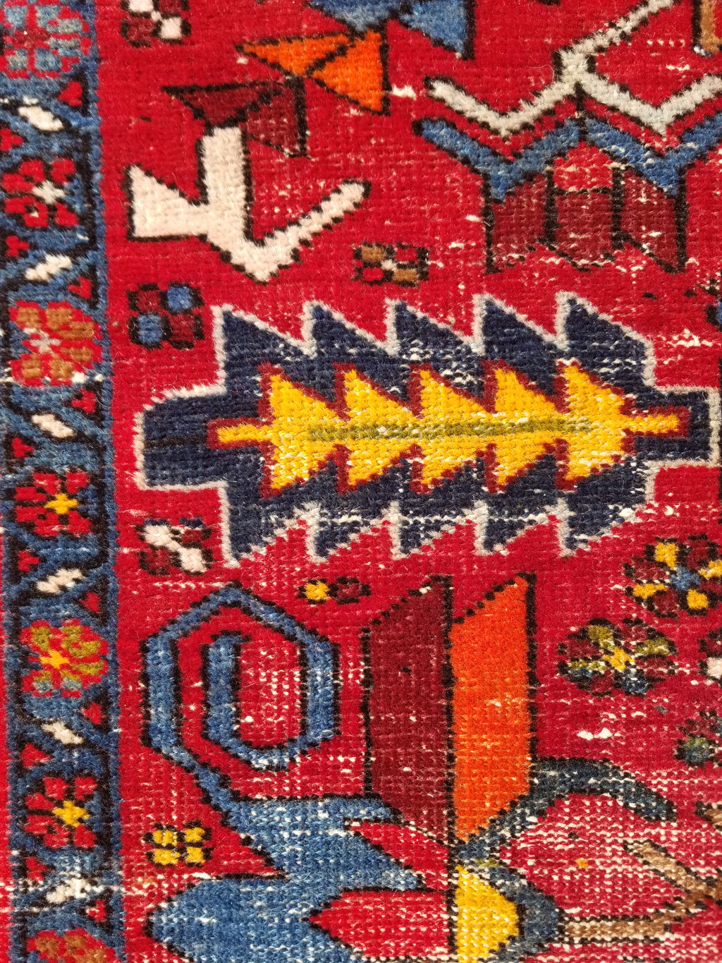 Distressed Vintage Traditional Handmade Karajeh Style Wool Runner Rug 360x91cm