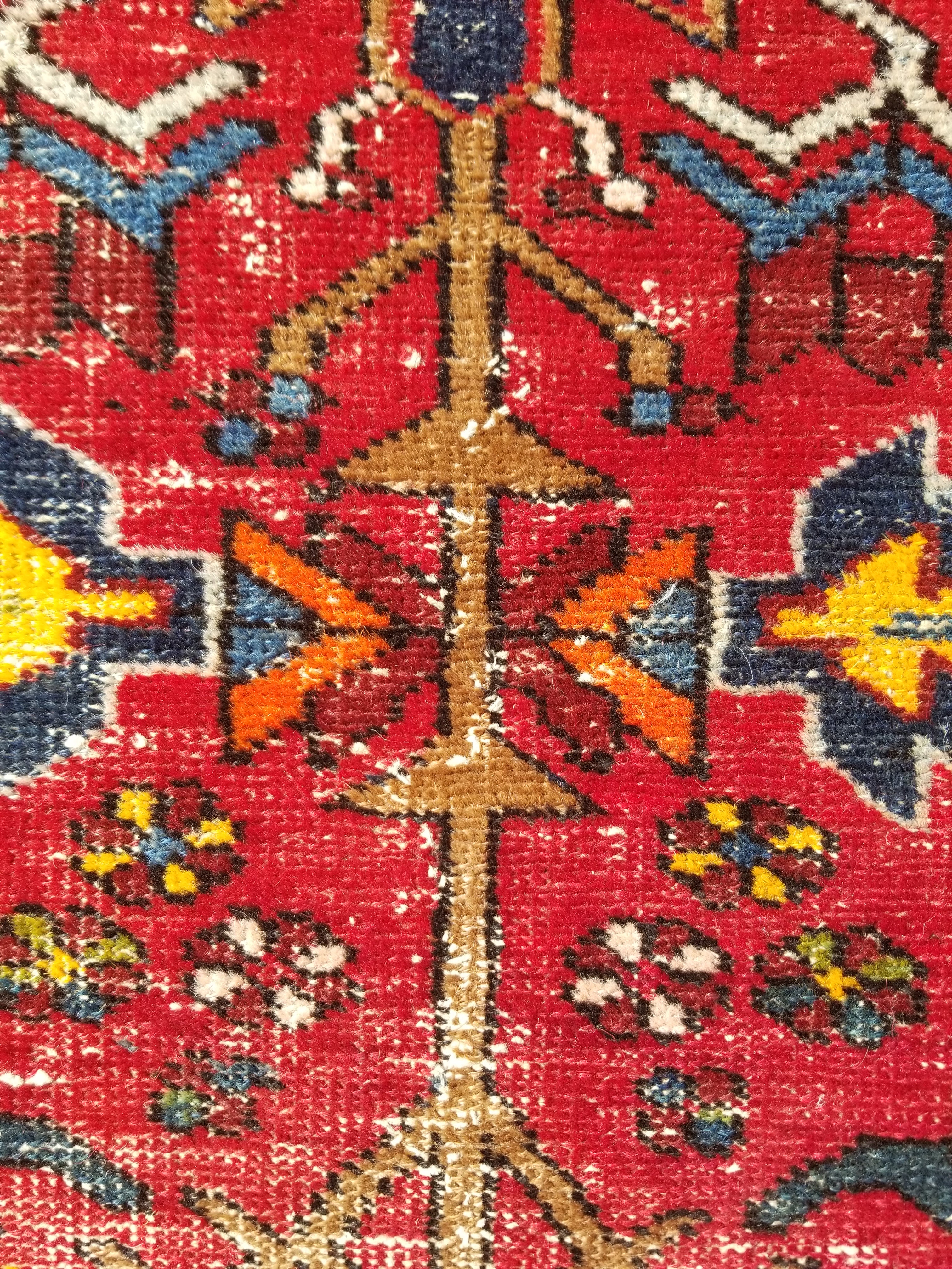 Distressed Vintage Traditional Handmade Karajeh Style Wool Runner Rug 360x91cm