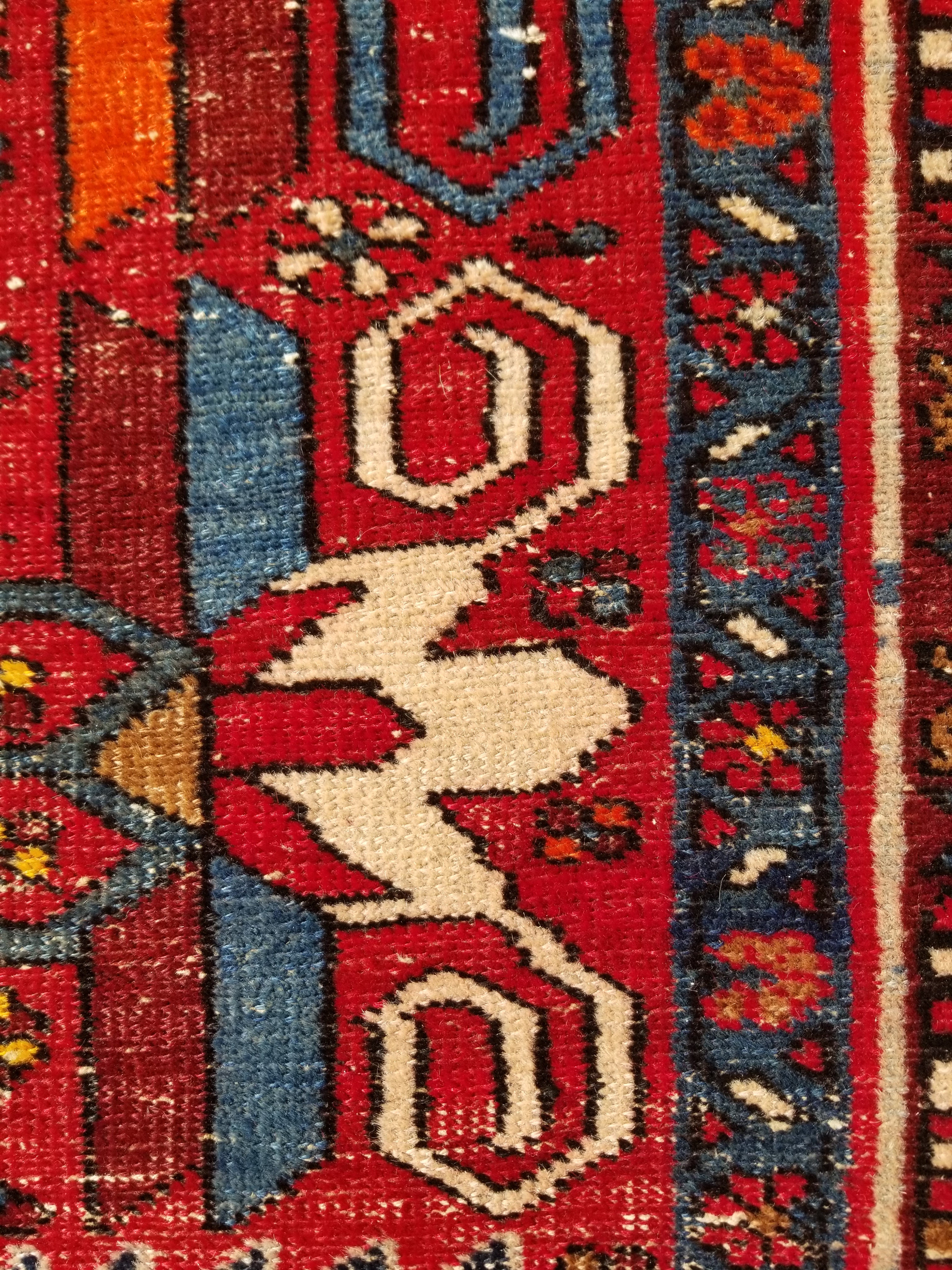 Distressed Vintage Traditional Handmade Karajeh Style Wool Runner Rug 360x91cm