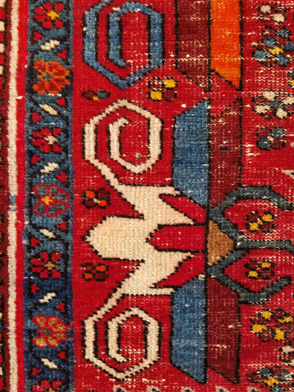 Distressed Vintage Traditional Handmade Karajeh Style Wool Runner Rug 360x91cm