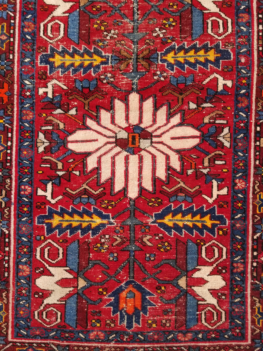 Distressed Vintage Traditional Handmade Karajeh Style Wool Runner Rug 360x91cm