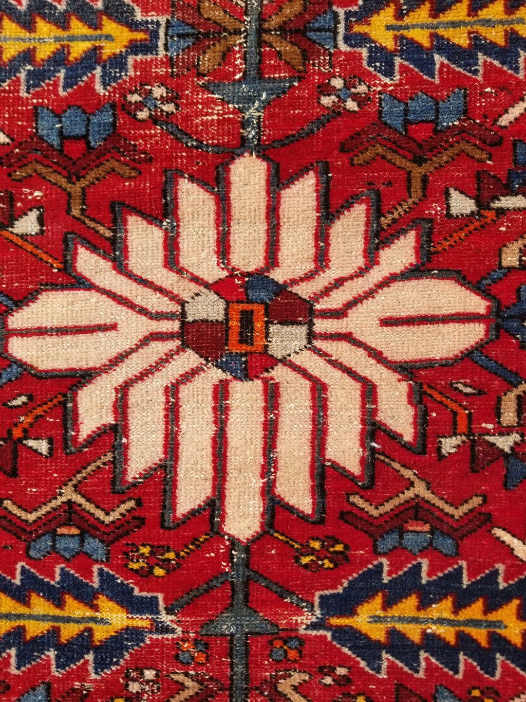 Distressed Vintage Traditional Handmade Karajeh Style Wool Runner Rug 360x91cm