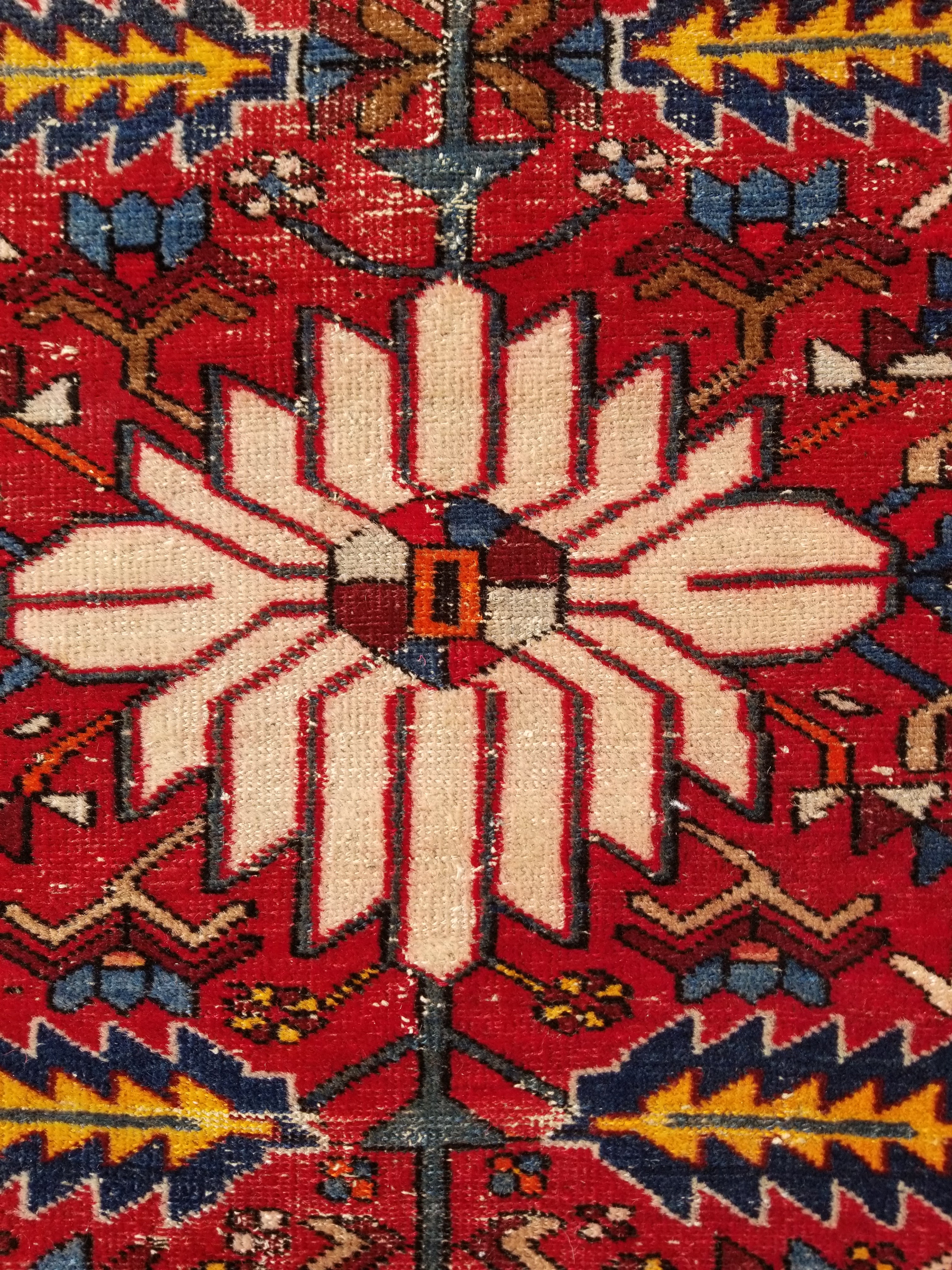 Distressed Vintage Traditional Handmade Karajeh Style Wool Runner Rug 360x91cm