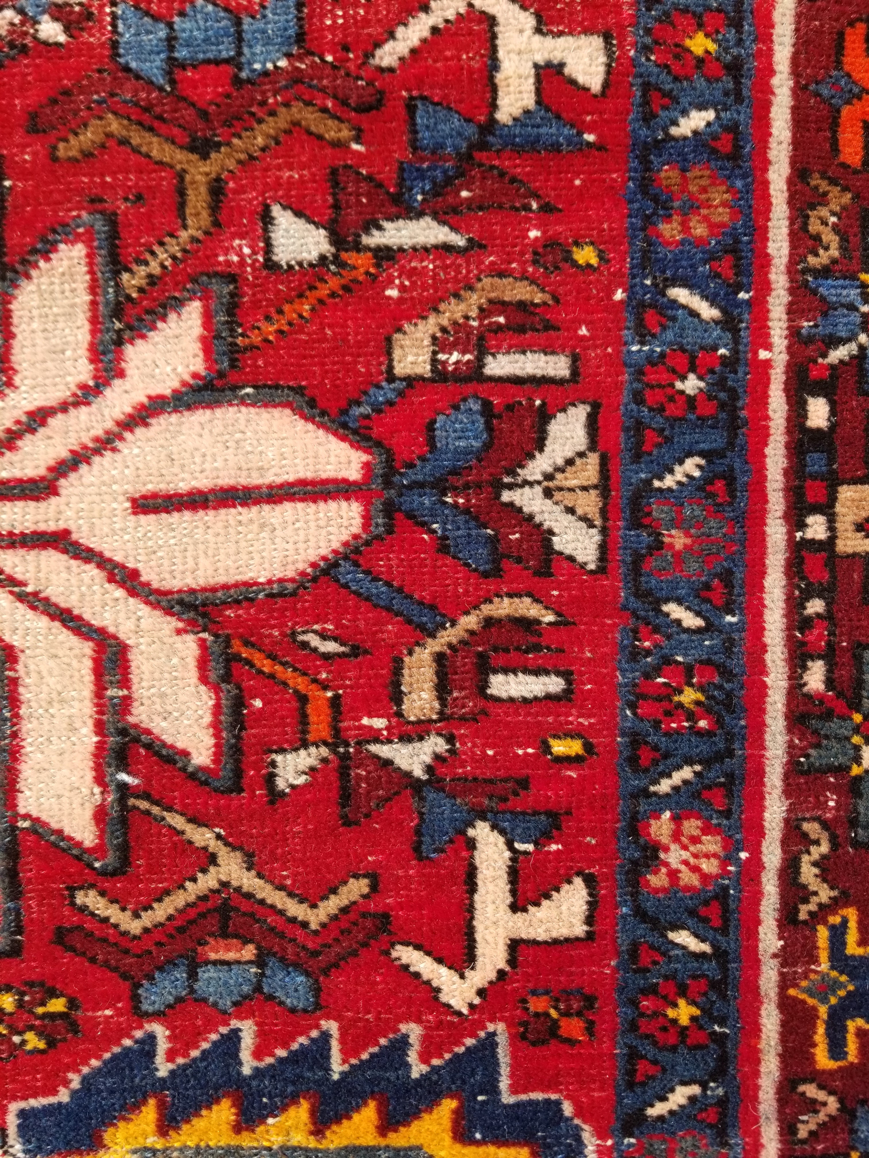 Distressed Vintage Traditional Handmade Karajeh Style Wool Runner Rug 360x91cm