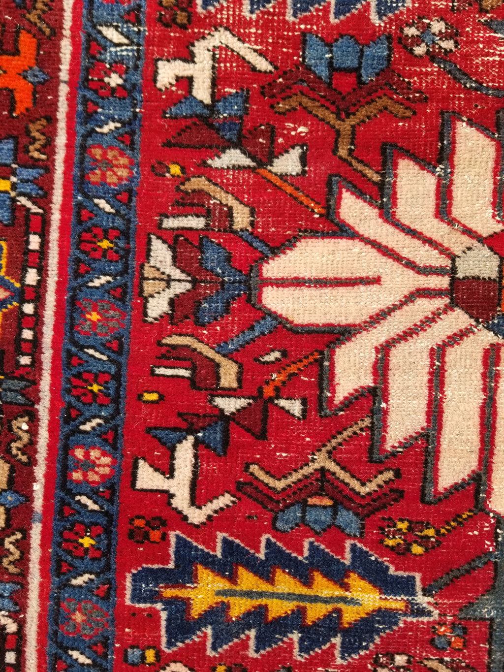 Distressed Vintage Traditional Handmade Karajeh Style Wool Runner Rug 360x91cm