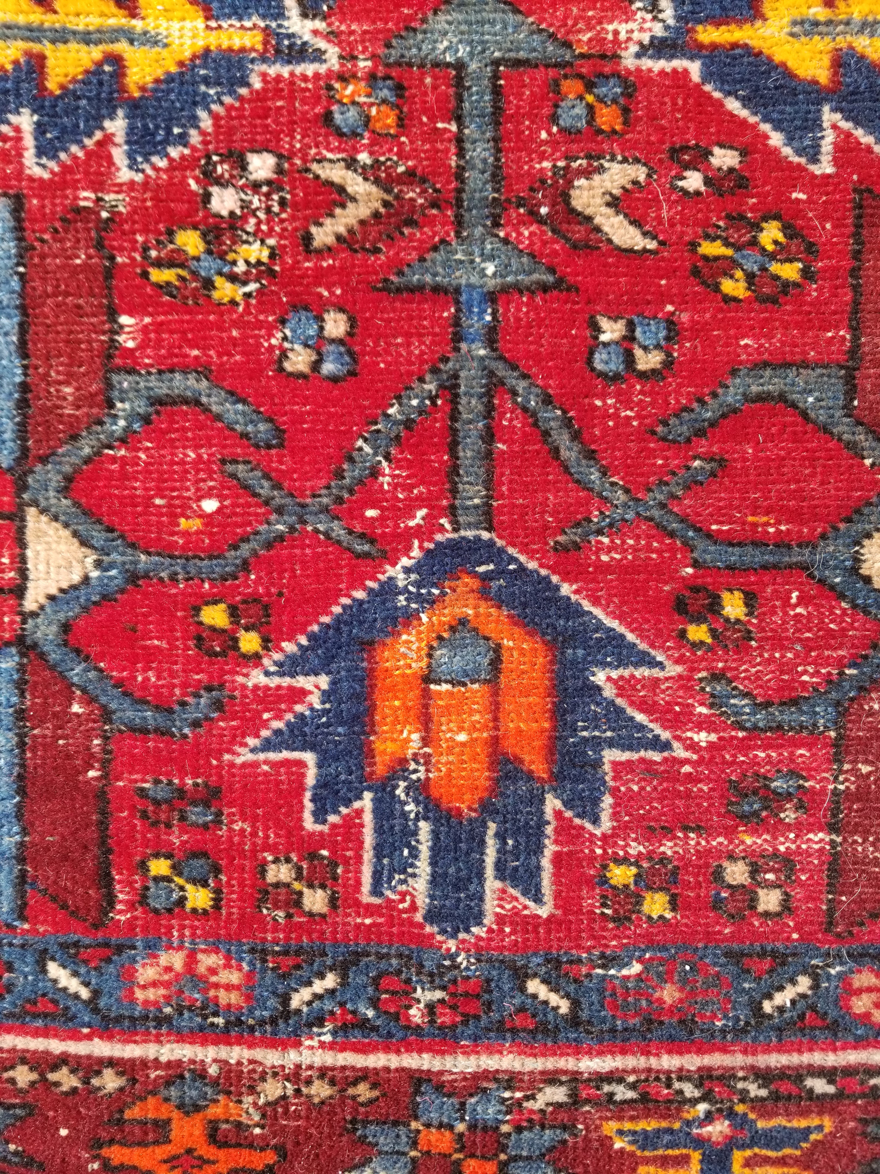 Distressed Vintage Traditional Handmade Karajeh Style Wool Runner Rug 360x91cm